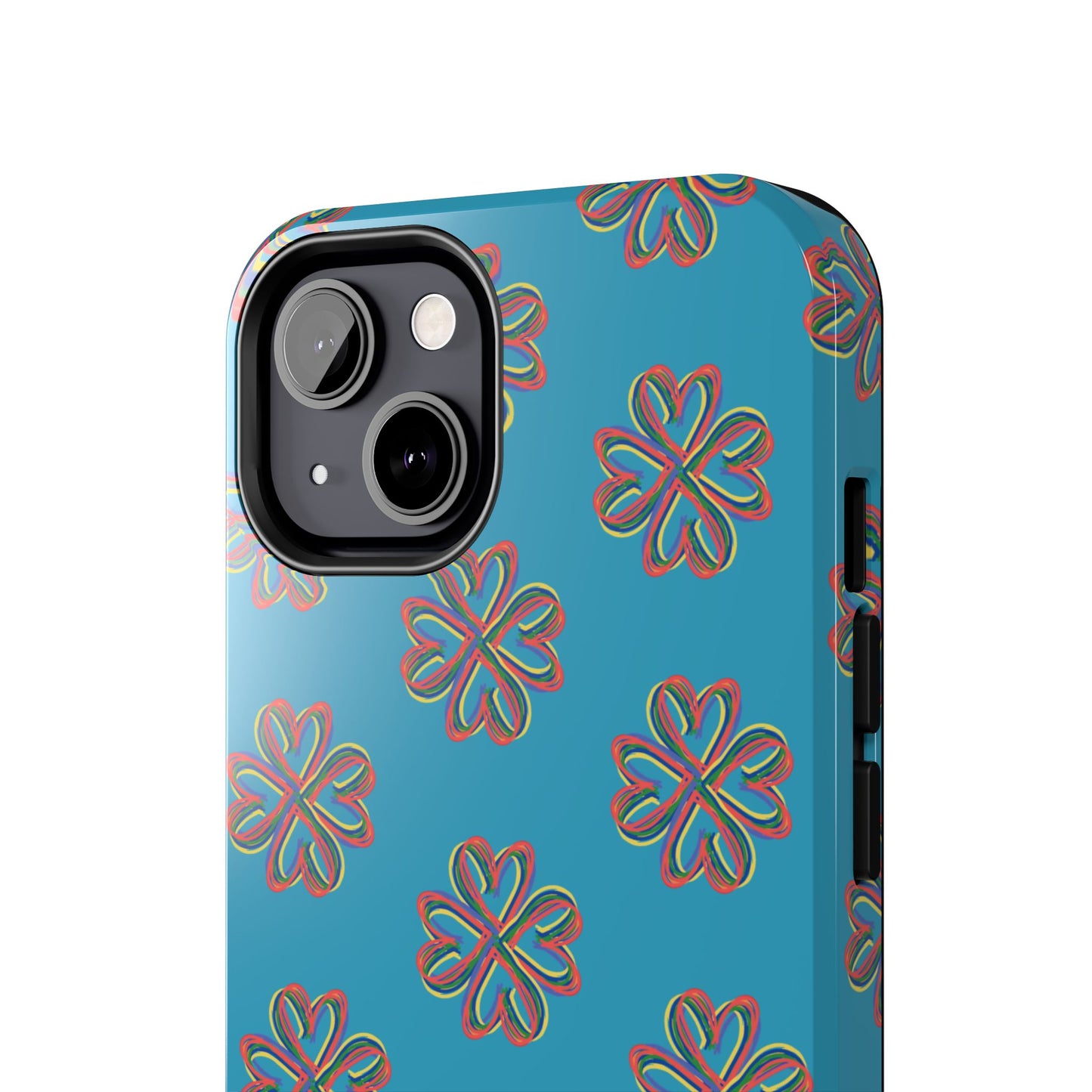 Floral Tough Phone Case, Colorful Turquoise Case, Hard Cover, iPhone Samsung Galaxy Google Pixel, Botanical Print Phone, Wireless Charging