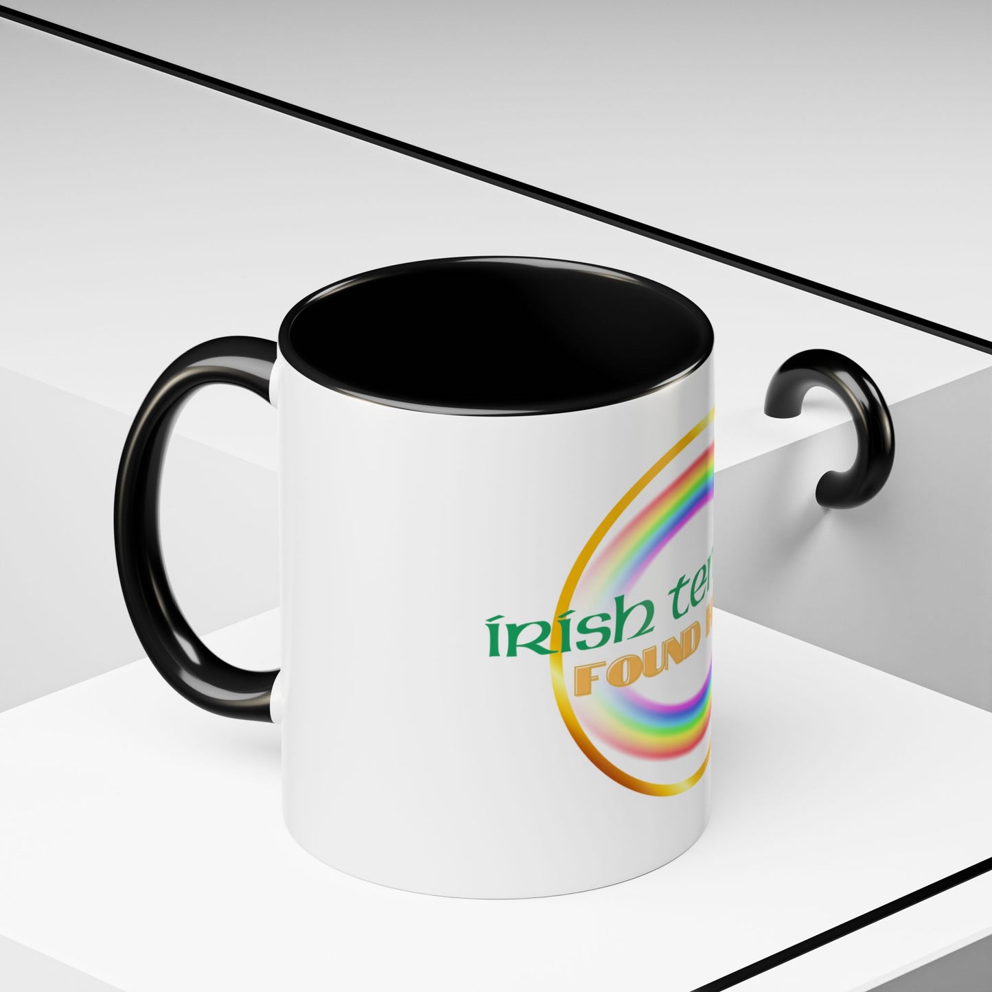 Coffee Mug - Irish Temper Found Here, Rainbow Design, BPA-Free Ceramic, St Patricks Gift