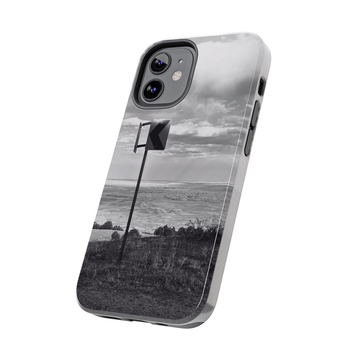 Road Sign Tough Phone Cases, iPhone & Samsung cases, wireless charging, black and white photo, nature, original art, gift birthday Christmas