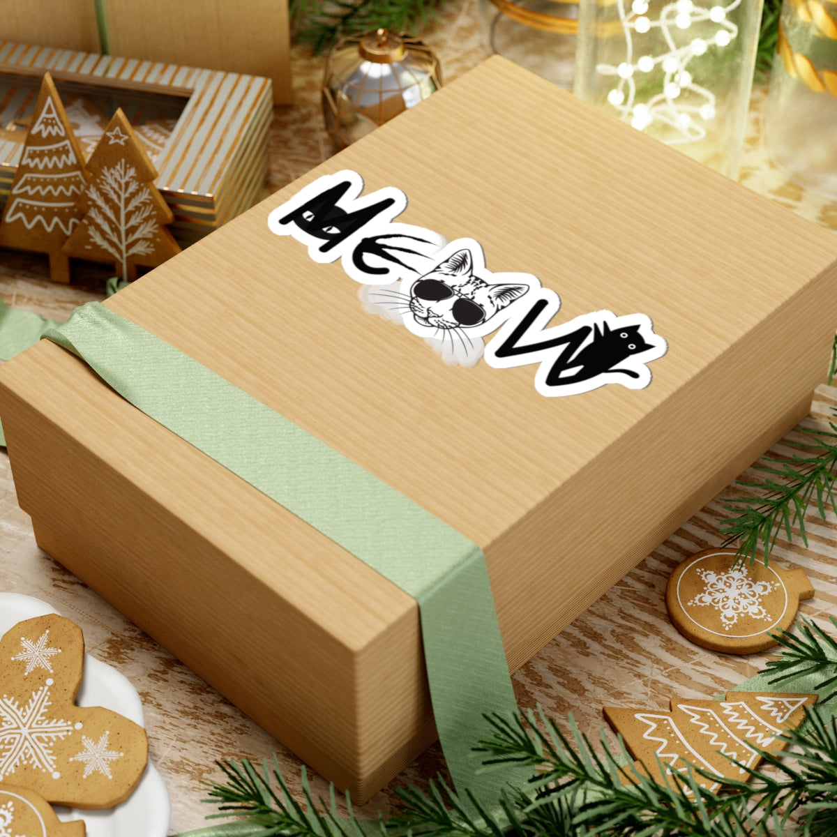 Cat Meow Black Kiss-Cut Stickers - Cat Lover Gift, Cute Kitty Decal, Pet Owner Present, Animal Lover Sticker, Laptop Decal
