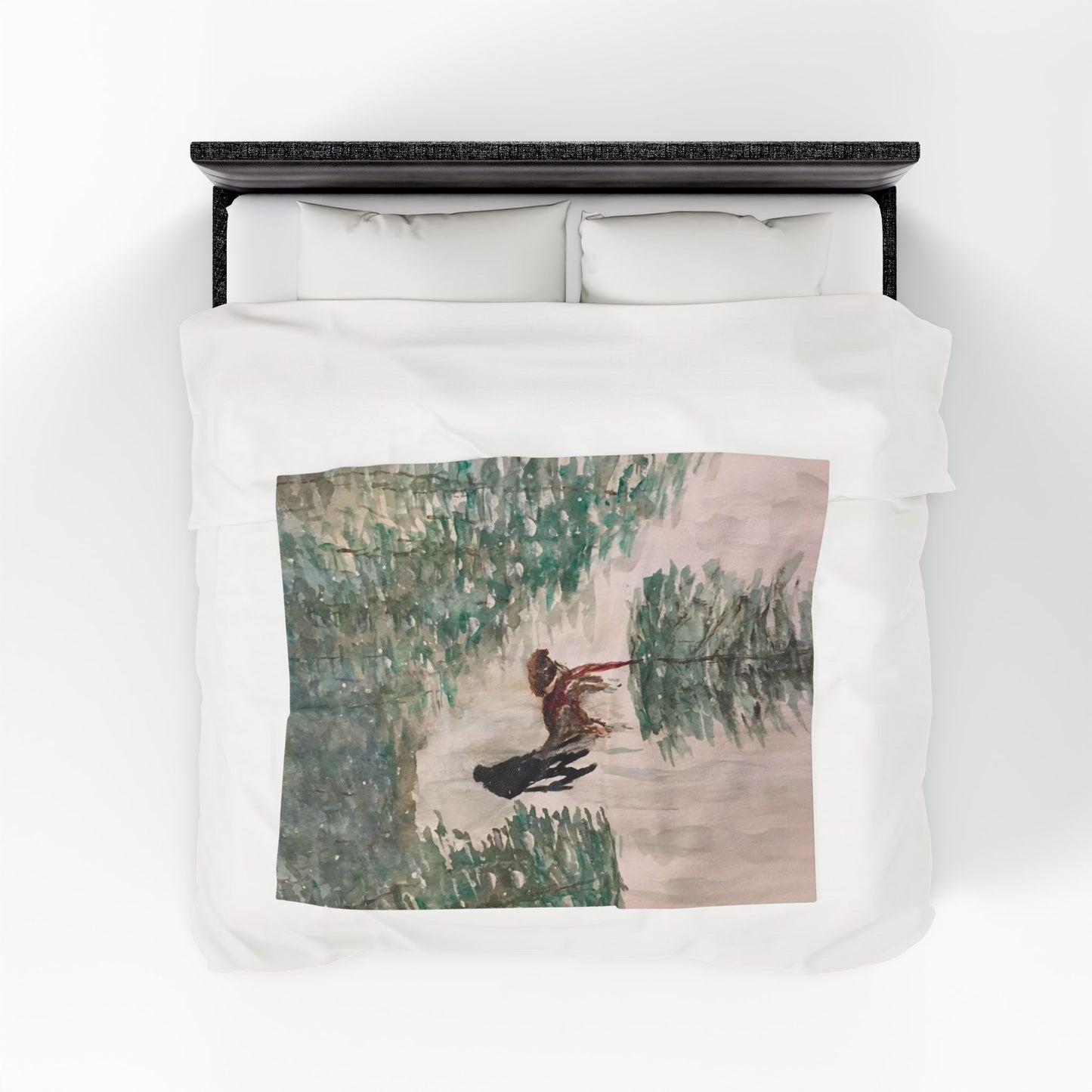 Dog Pulling Tree Velveteen Blanket, Cozy Throw, Home Decor, Gift, Bed Cover, Vibrant Couch Blanket, Birthday Wedding Anniversary Christmas