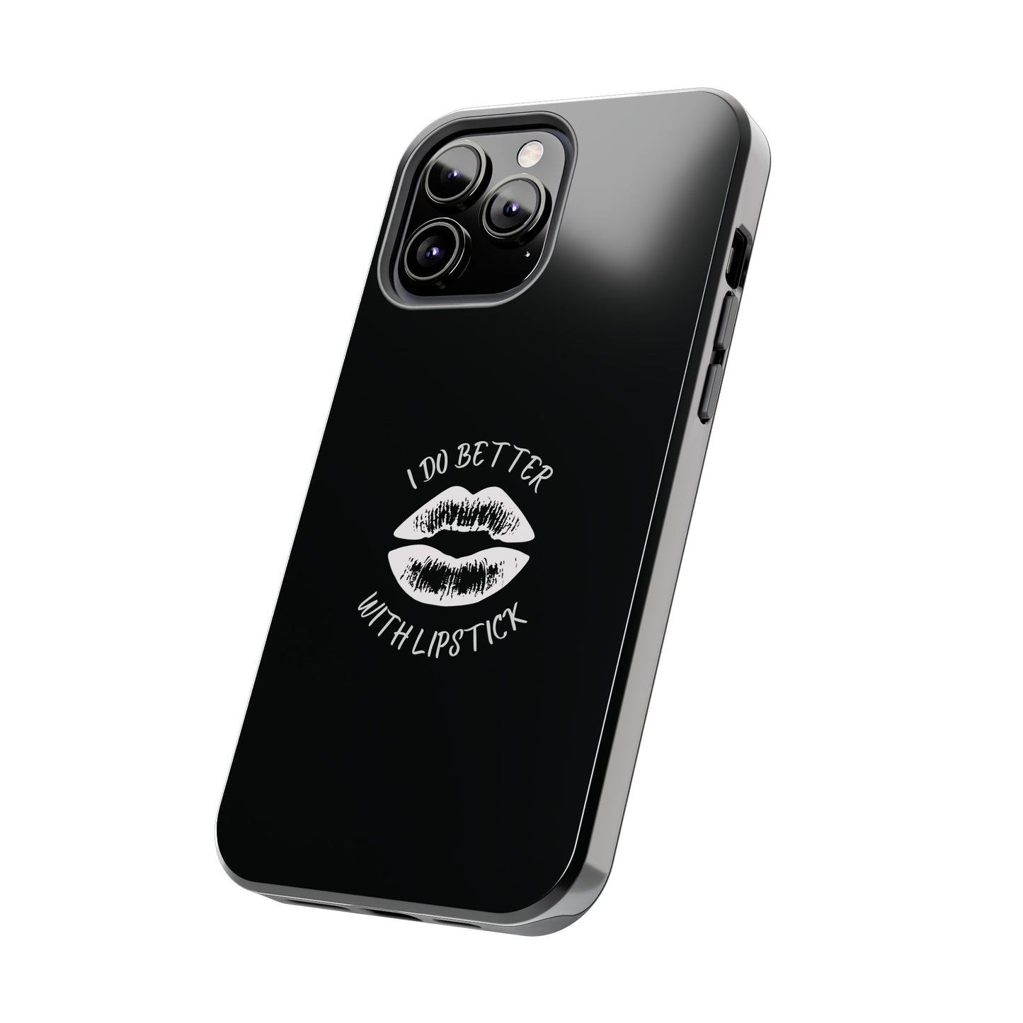 Glamorous Lipstick Tough Phone Cases - Empowered Gifts, Sassy Wireless Charging Cover, Fun Lips Samsung & iPhone Cases, Black Design