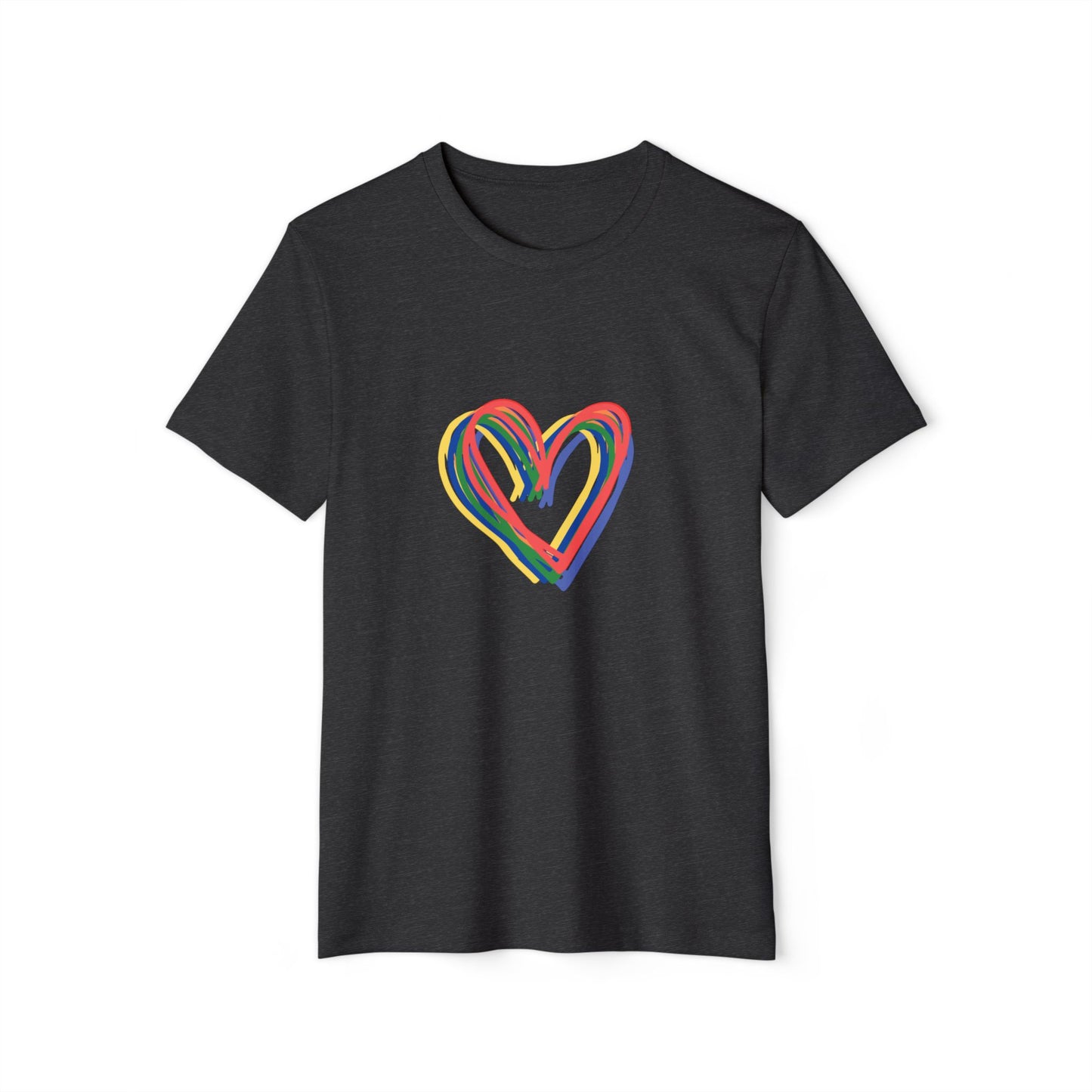 Rainbow Hearts Unisex T-Shirt, Sustainable Recycled Tee, Eco-Friendly Graphic Shirt, LGBTQ Pride Apparel, Love Rainbow Clothing