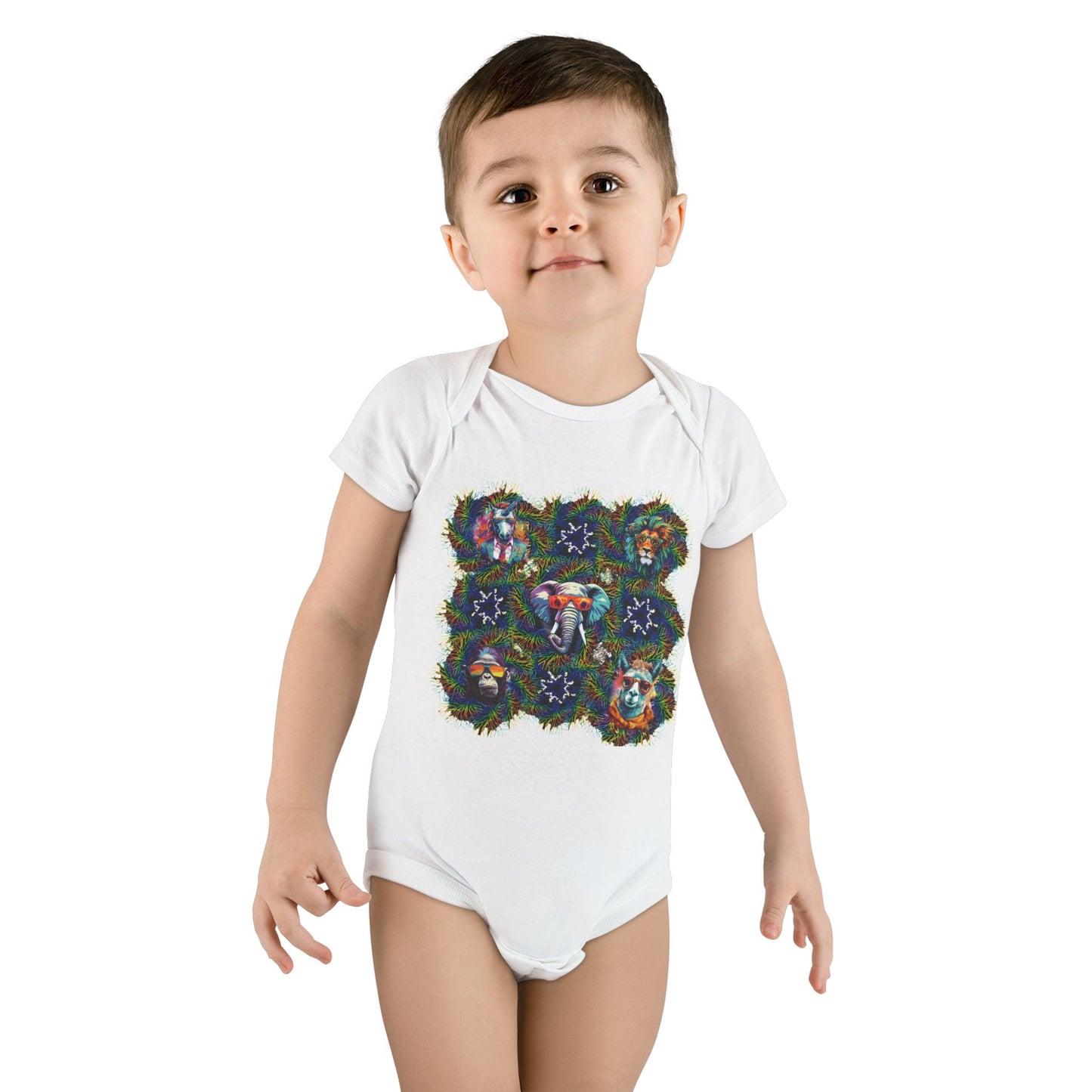 Wild & Cool Creatures Onesie® Organic Baby Bodysuit, 100 percent cotton, gender neutral, gift, boys, girls, birthday, baby shower, Christmas
