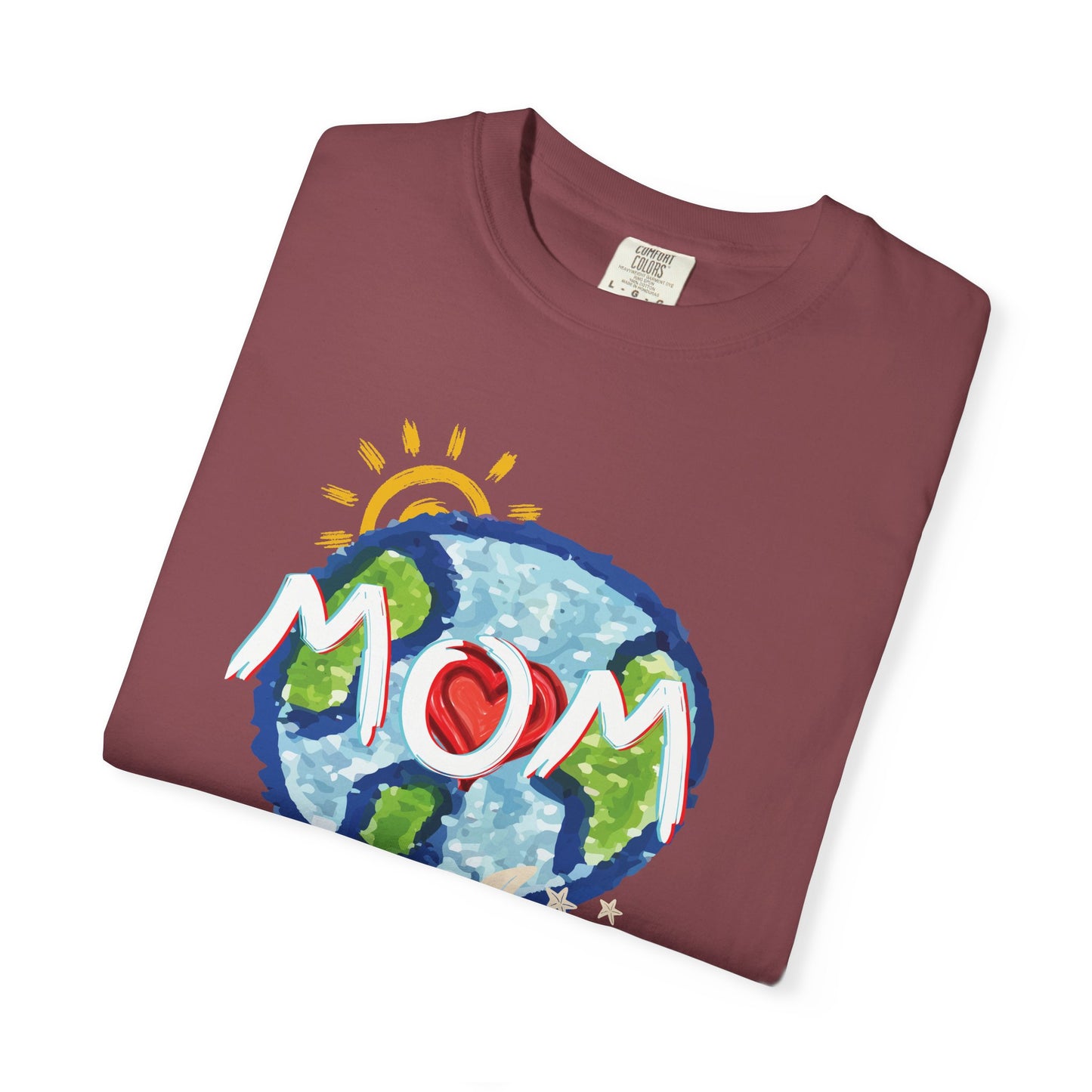 MOM Unisex Garment-Dyed T-shirt, Whole World, Sun, Moon & Stars, Heart, Love, Mothers Day, Gifts for Women, Comfy, Soft, Gender Neutral