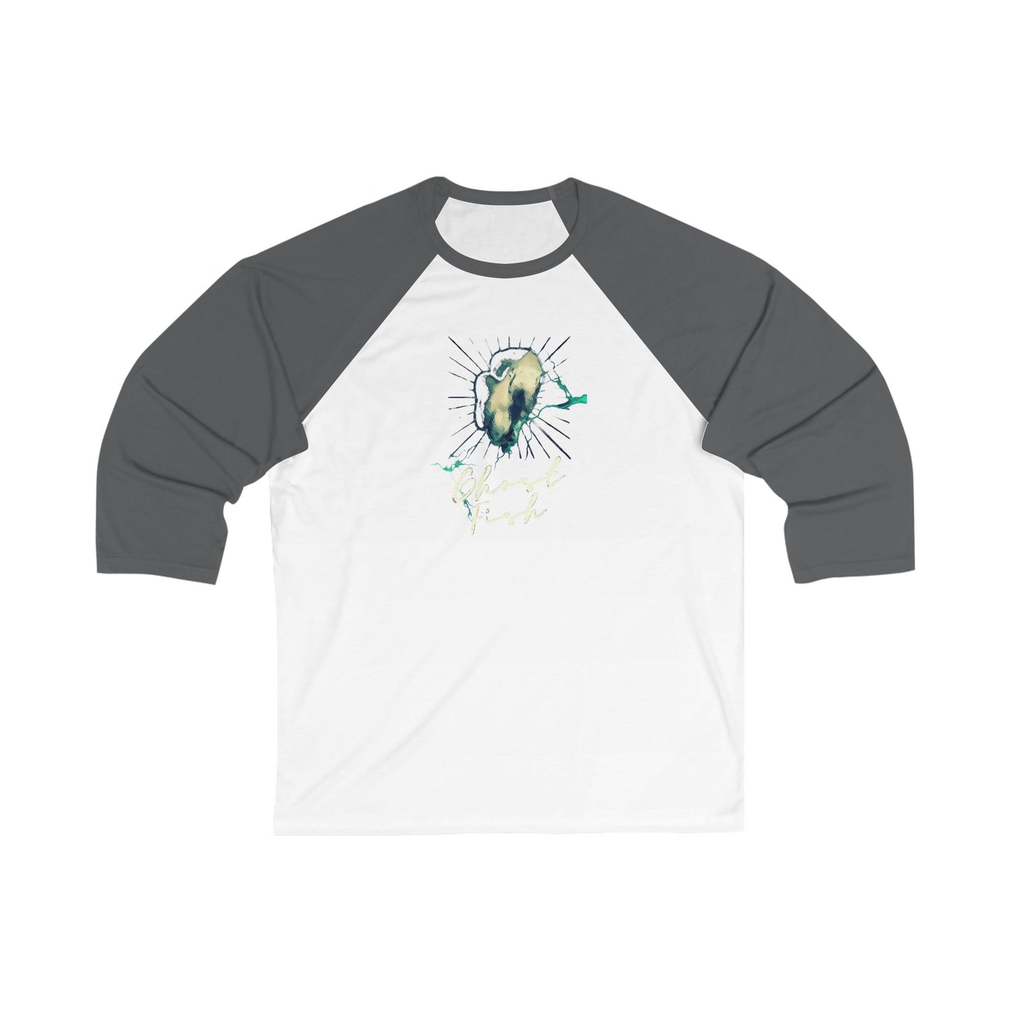 Ghost Fish Unisex 3\4 Sleeve Baseball Tee, graphic tees, animals, fun, gender neutral, gift, women men teens friends, Christmas, birthday
