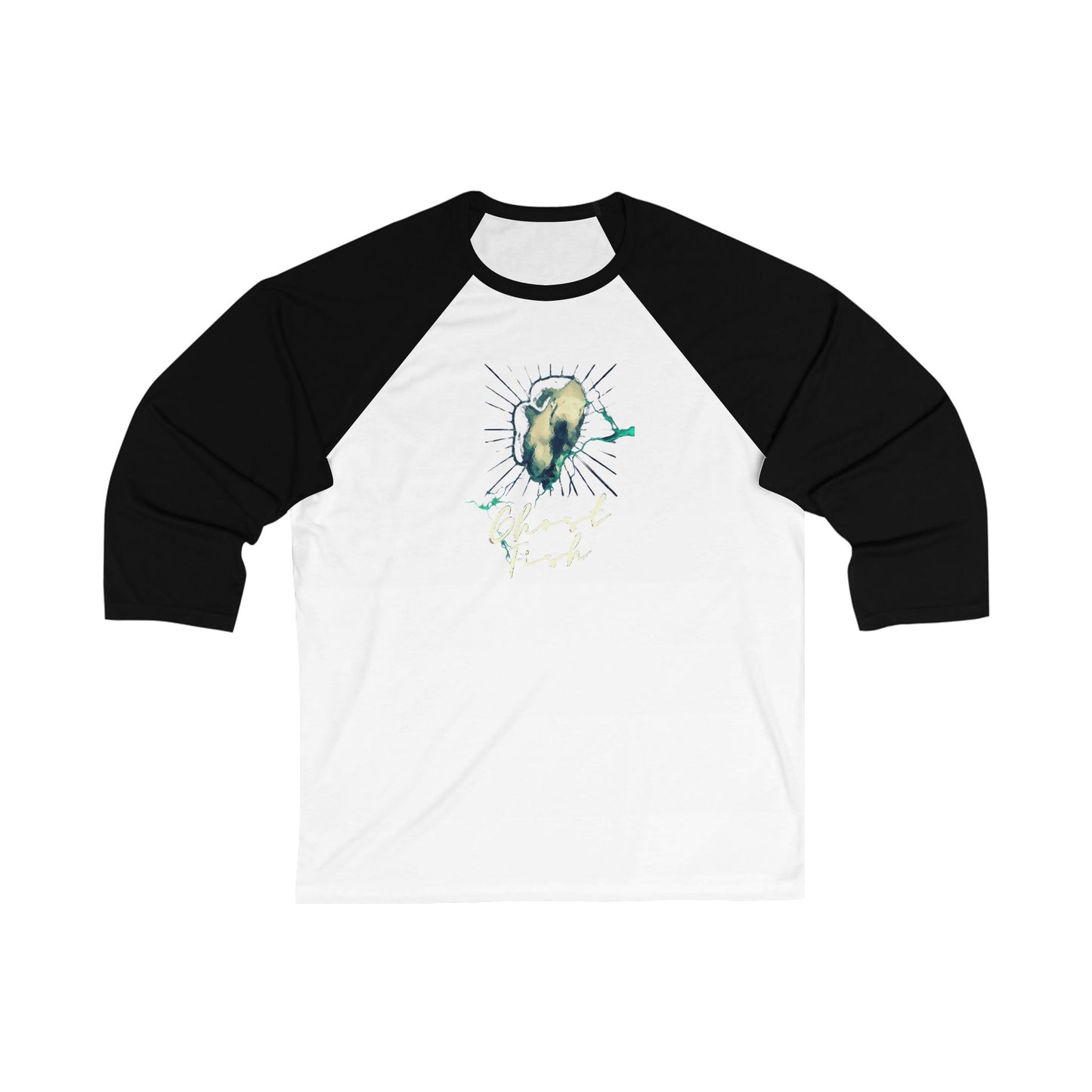 Ghost Fish Unisex 3\4 Sleeve Baseball Tee, graphic tees, animals, fun, gender neutral, gift, women men teens friends, Christmas, birthday