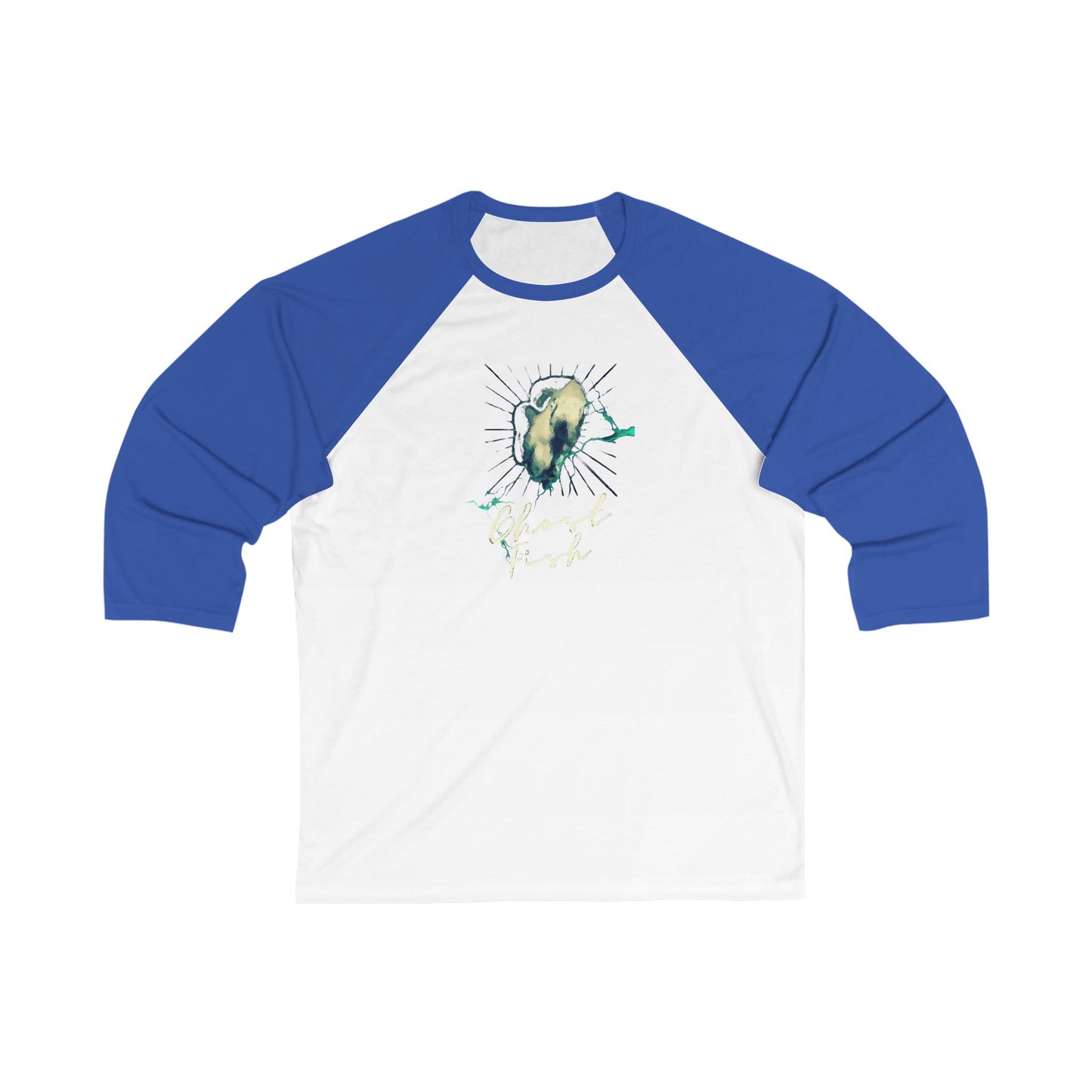 Ghost Fish Unisex 3\4 Sleeve Baseball Tee, graphic tees, animals, fun, gender neutral, gift, women men teens friends, Christmas, birthday