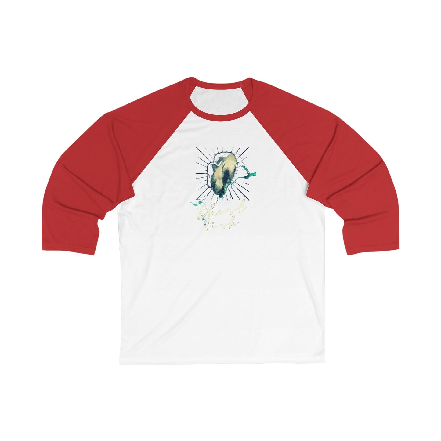 Ghost Fish Unisex 3\4 Sleeve Baseball Tee, graphic tees, animals, fun, gender neutral, gift, women men teens friends, Christmas, birthday
