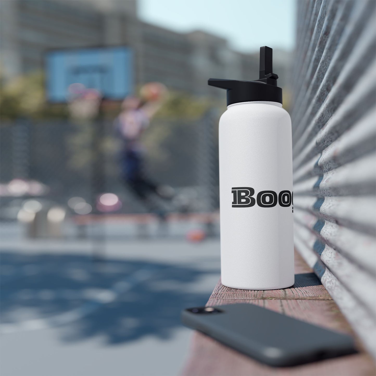 Boogie White Stainless Steel Water Bottle, Gender Neutral, Gift, Exercise Run Workout, Eco BPA-free, Women Men Teens Gift Birthday Christmas