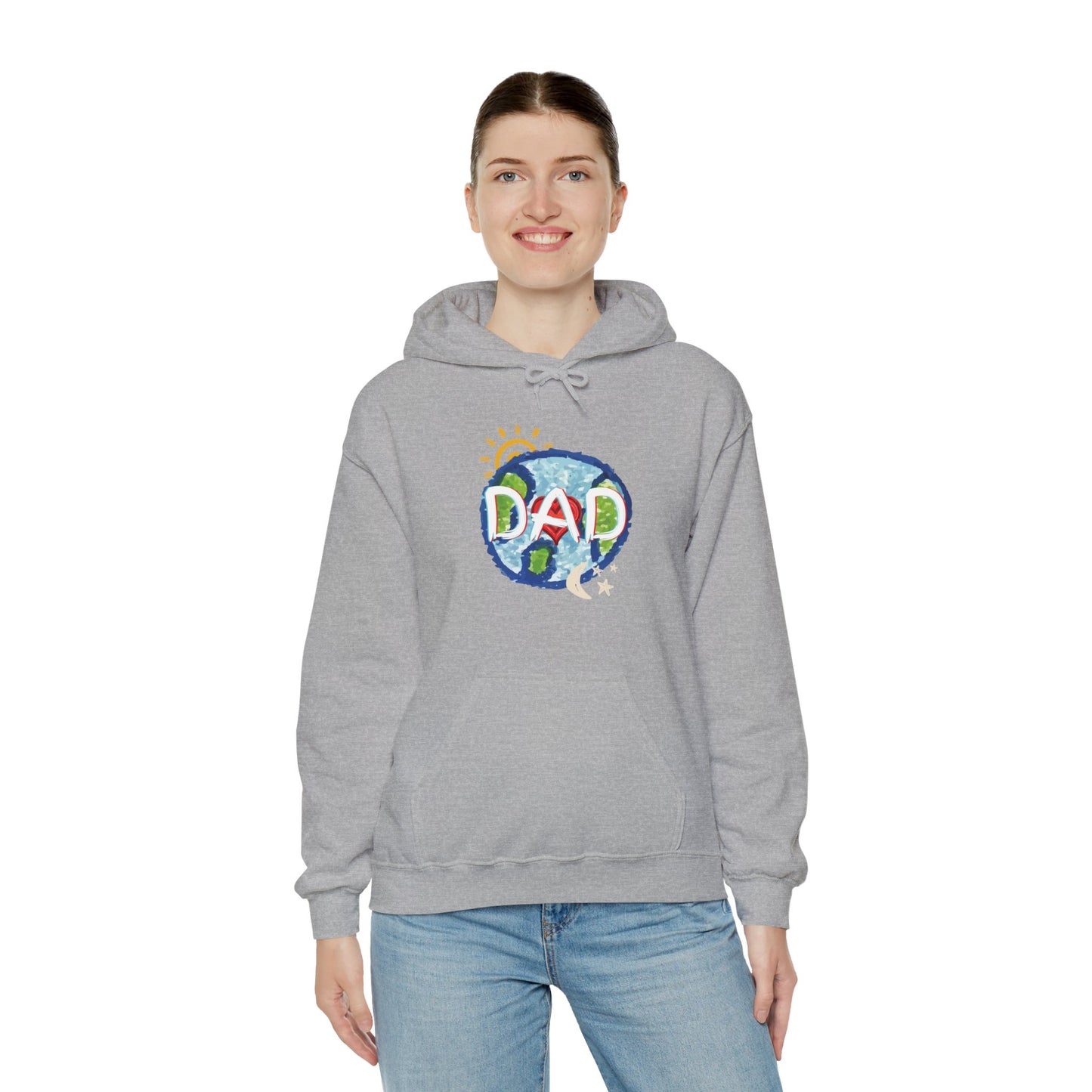 DAD Hooded Sweatshirt - Whole World Sun Moon & Stars Heart Love Fathers Day Gift for Men