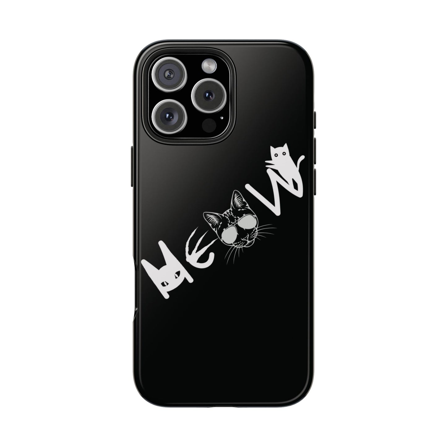 Meow Tough Phone Cases, iPhone & Samsung cases, wireless charging, cats, sassy, kitty, gender neutral, gifts, Halloween, birthday, Christmas