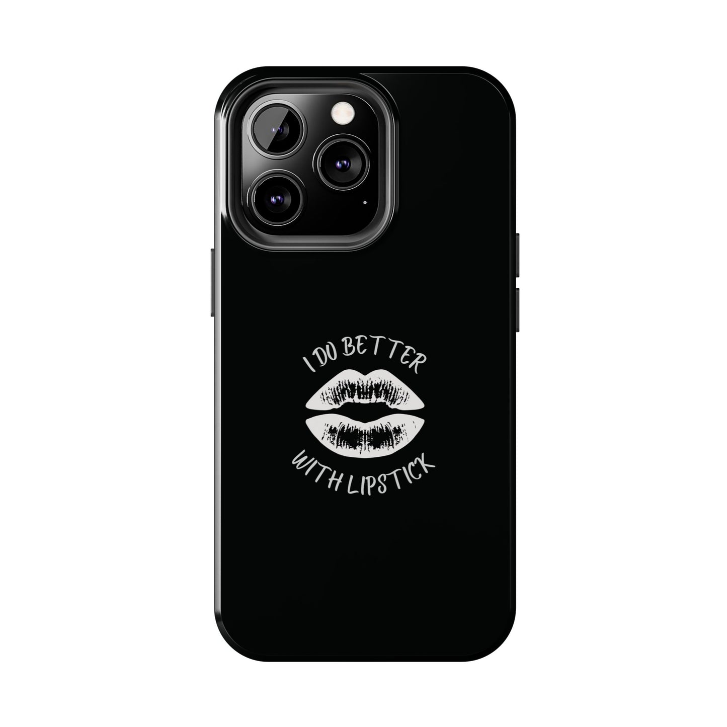 Glamorous Lipstick Tough Phone Cases - Empowered Gifts, Sassy Wireless Charging Cover, Fun Lips Samsung & iPhone Cases, Black Design