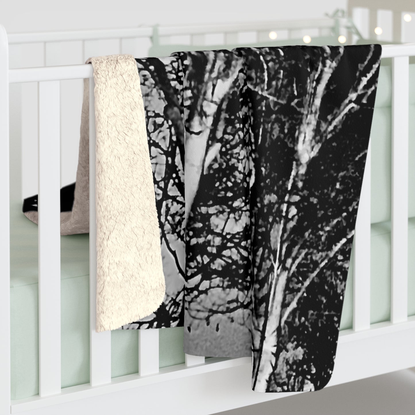 Worm Moon Tree Sherpa Fleece Blanket, Custom Artwork, Home Decor, Seasonal Decor, Cozy, Halloween, Holidays, Gift, Nature, Throw 50x60 60x80