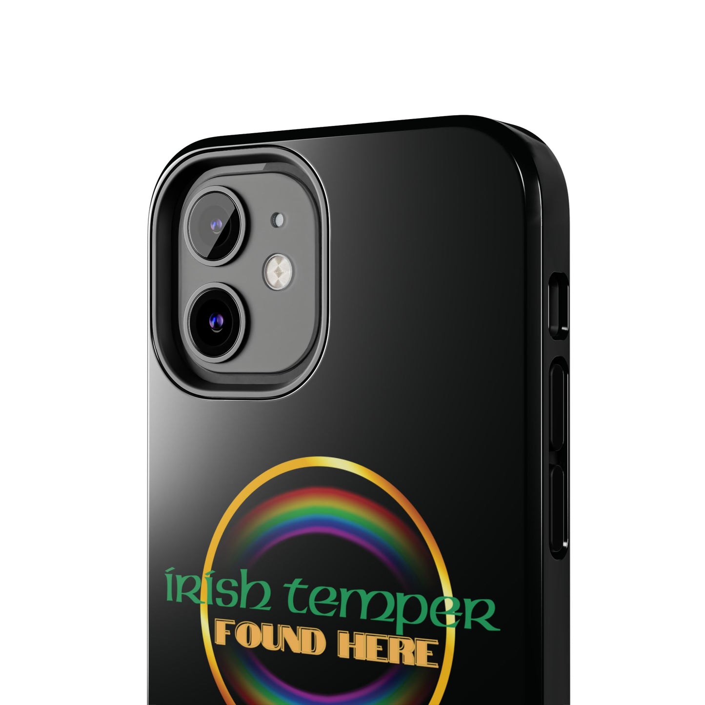 Irish Temper Found Here Black Tough Phone Cases, iPhone & Samsung cases, wireless charging, gifts, St Patricks Day, Birthday, Christmas