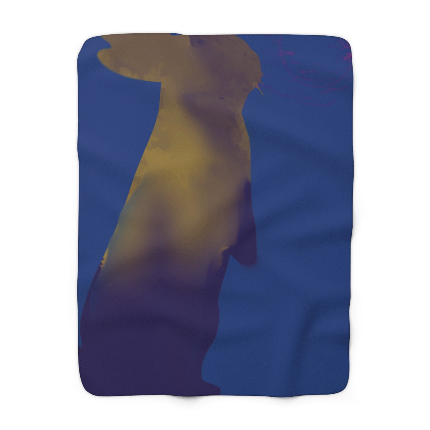 Rabbit Moon Blue Sherpa Fleece Blanket, Bunny, Sleep, Calm, Home Decor, Warm, Soft, Cozy, Gender Neutral, Gift, Throw, 50x60 60x80