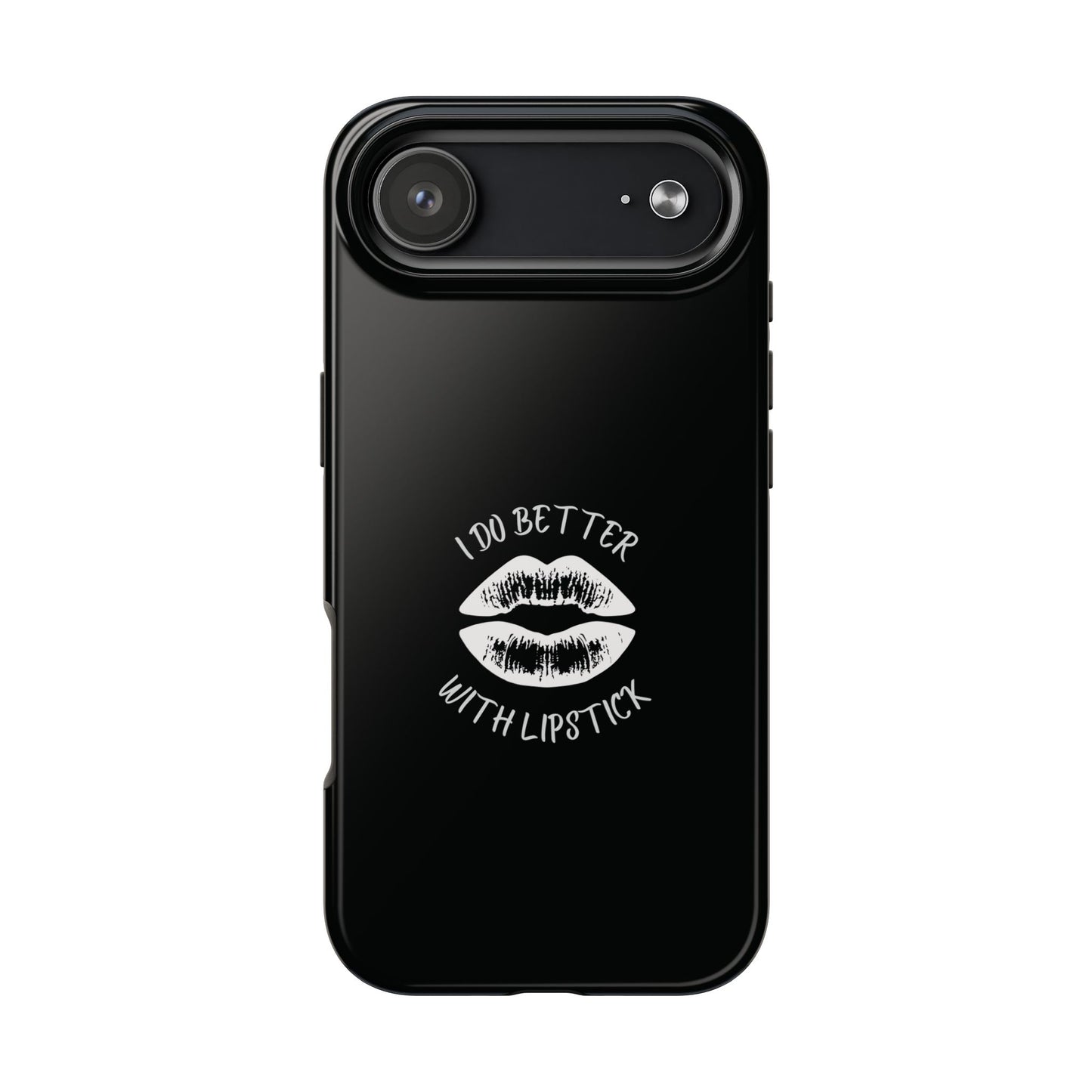 Glamorous Lipstick Tough Phone Cases - Empowered Gifts, Sassy Wireless Charging Cover, Fun Lips Samsung & iPhone Cases, Black Design