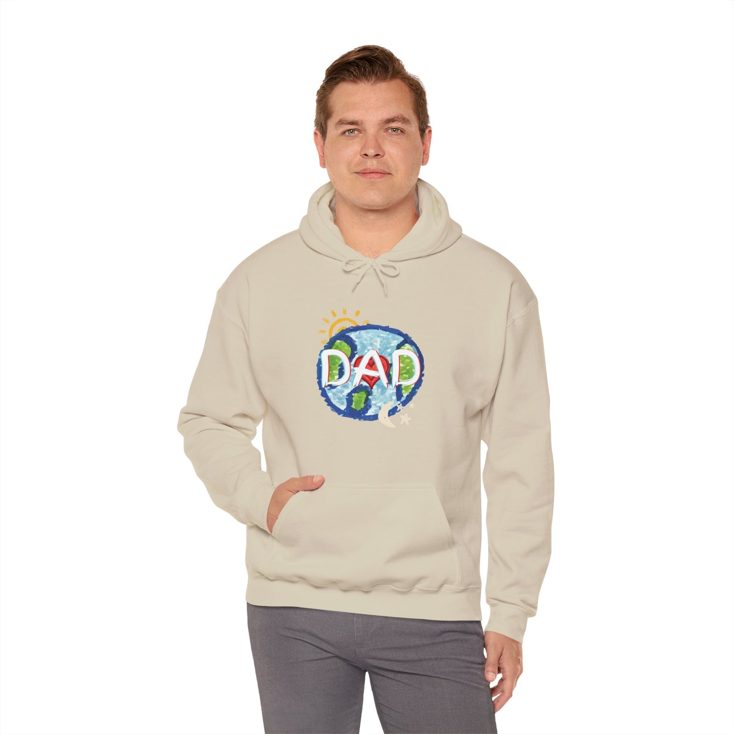 DAD Hooded Sweatshirt - Whole World Sun Moon & Stars Heart Love Fathers Day Gift for Men