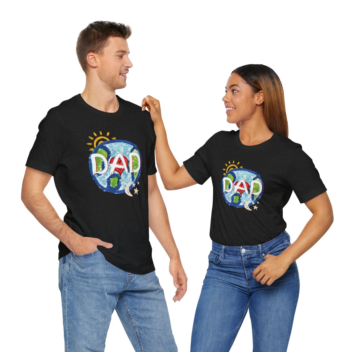 DAD Whole World Sun Moon Stars Heart Unisex Tee Fathers Day Gifts