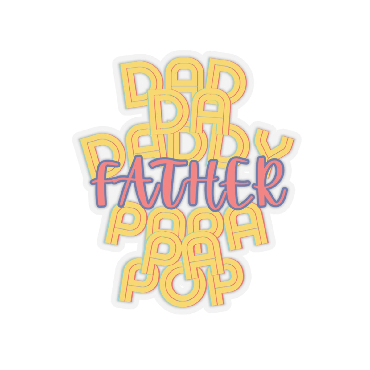 Father Dad Papa Sticker | Family Love Kiss-Cut Stickers Decals for Dads, Grandfathers, Uncles, Father's Day Gift, Vinyl Label