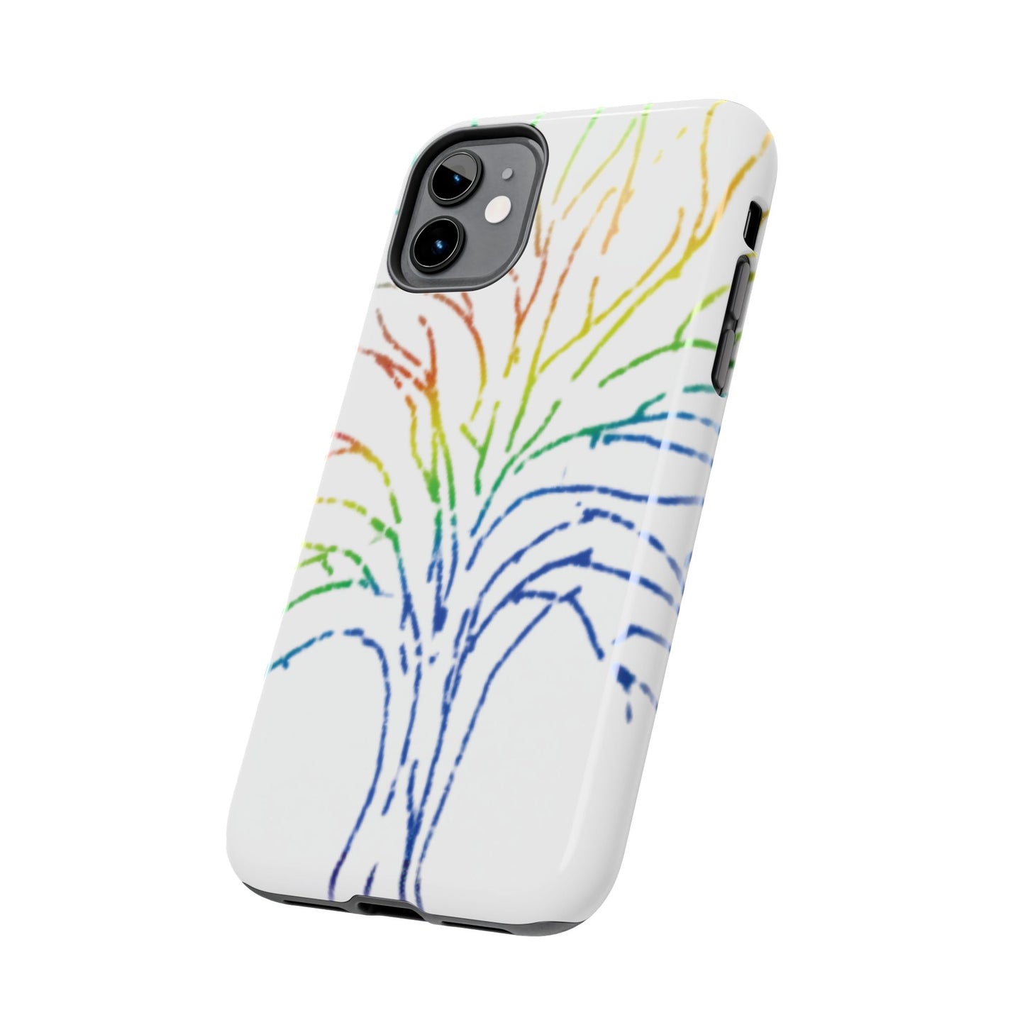 Rainbow Tree Tough Phone Cases - Colorful Nature Love Pride Gender Neutral Gifts for Friends, iPhone Samsung Wireless Charging Cover, LGBTQ+