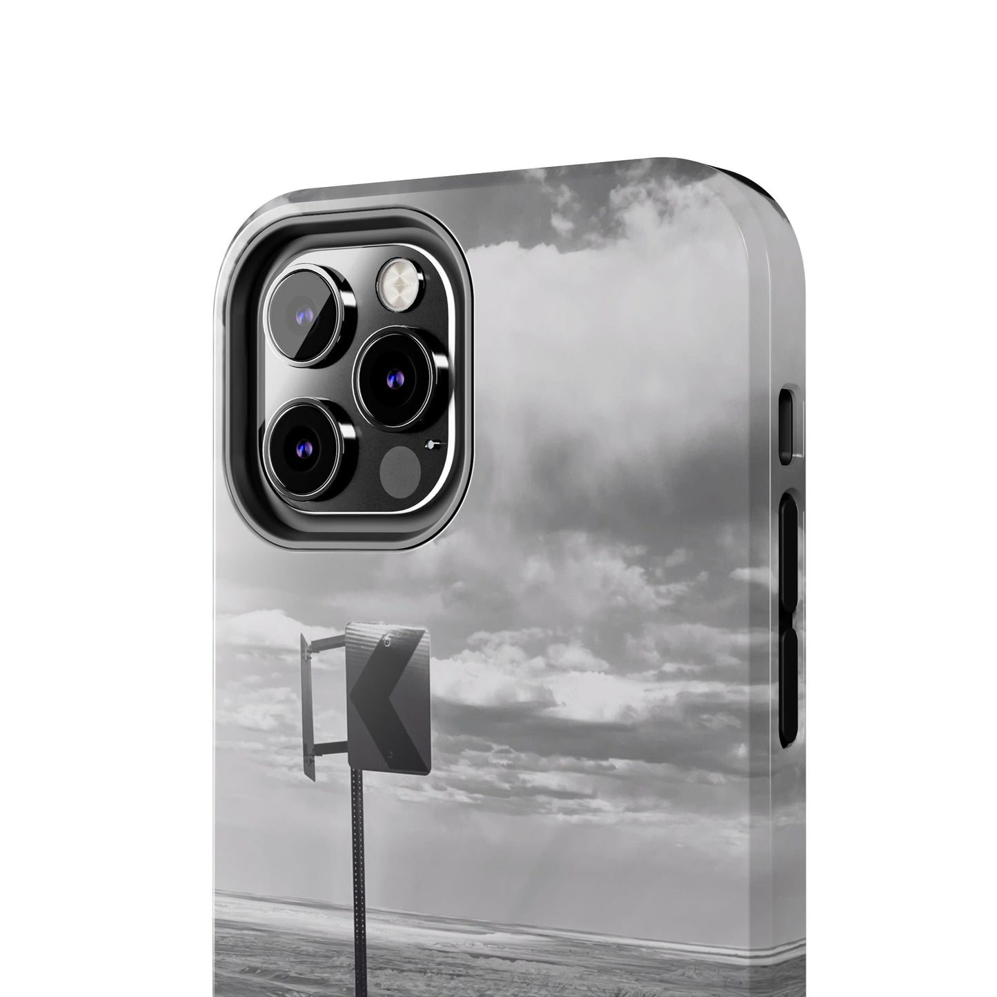 Road Sign Tough Phone Cases, iPhone & Samsung cases, wireless charging, black and white photo, nature, original art, gift birthday Christmas