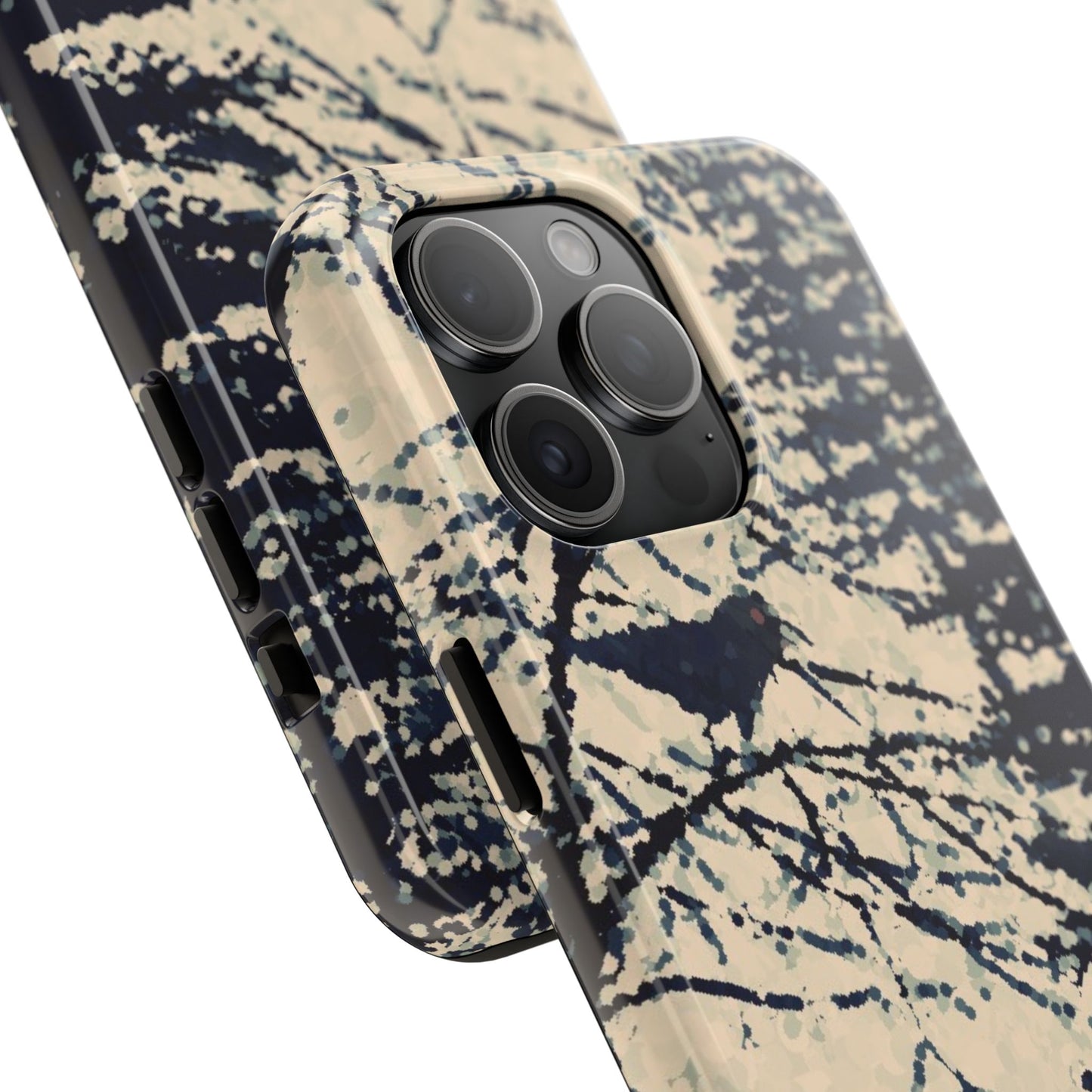 Crows in Forest Tough Phone Cases, iPhone & Samsung cases, wireless charging, crows, trees, birds, original artwork, gifts, Halloween