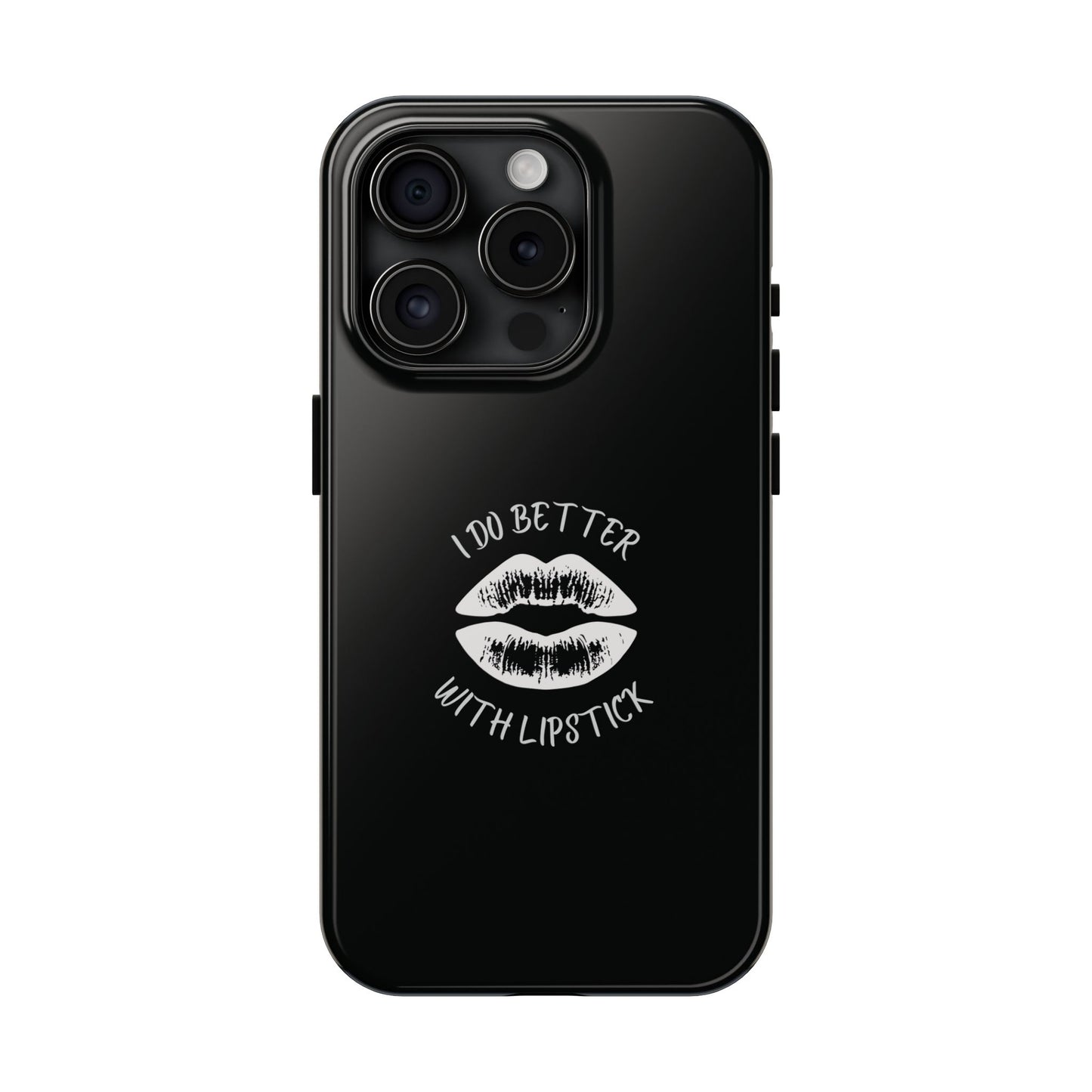 Glamorous Lipstick Tough Phone Cases - Empowered Gifts, Sassy Wireless Charging Cover, Fun Lips Samsung & iPhone Cases, Black Design