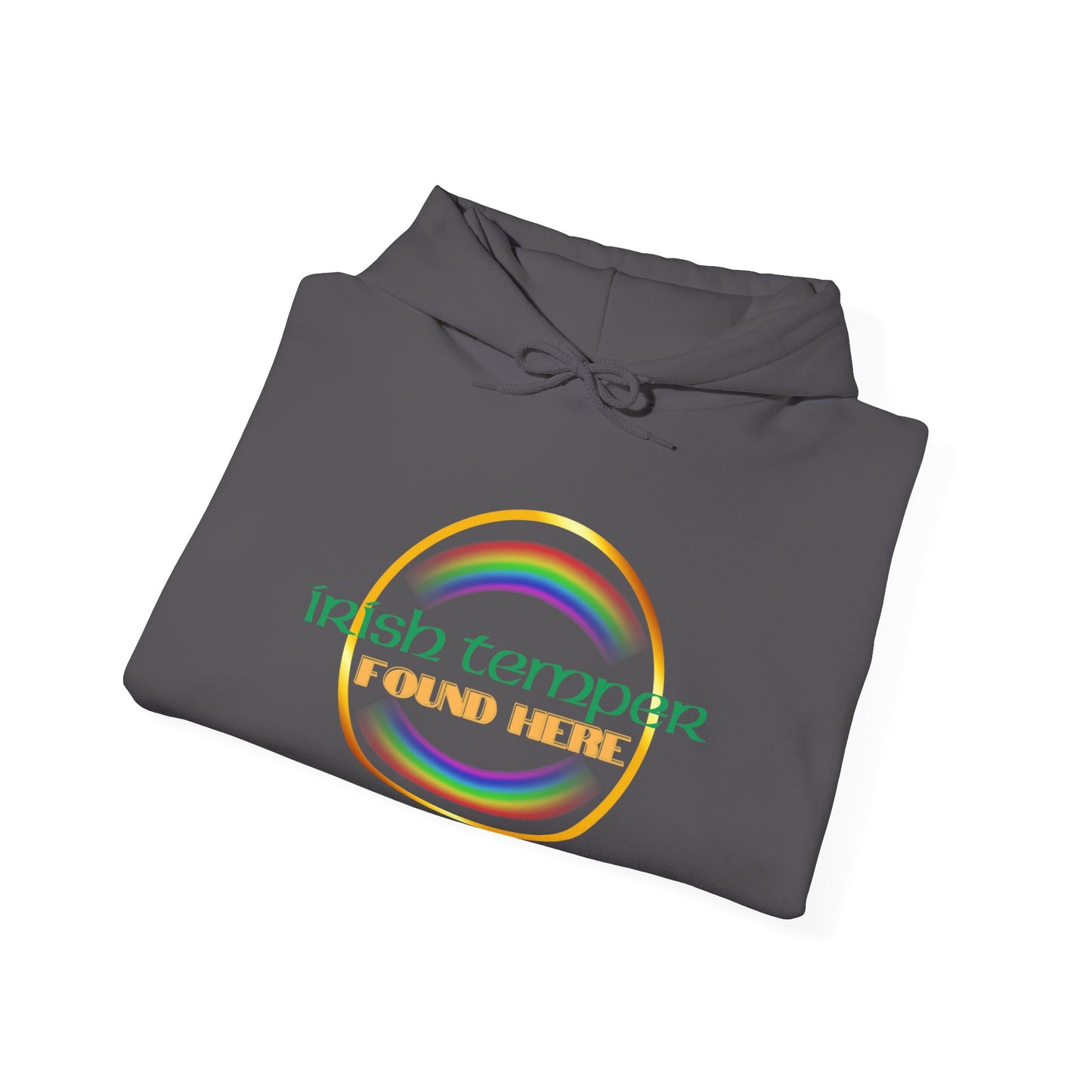 Irish Temper Found Here Unisex Heavy Blend™ Hooded Sweatshirt, rainbow, hoodie, warm, soft, gift, gender neutral, men, women, St Patricks