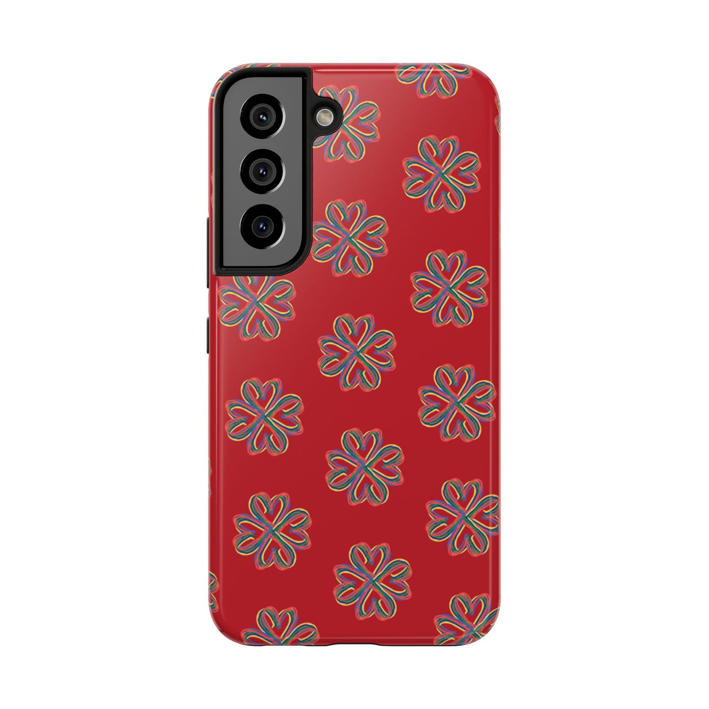 Floral Tough Phone Case, Red Phone Cover, Protective Tech Accessory, Botanical Phone Shell, Gift for Gardeners, Colorful, Wireless Charging