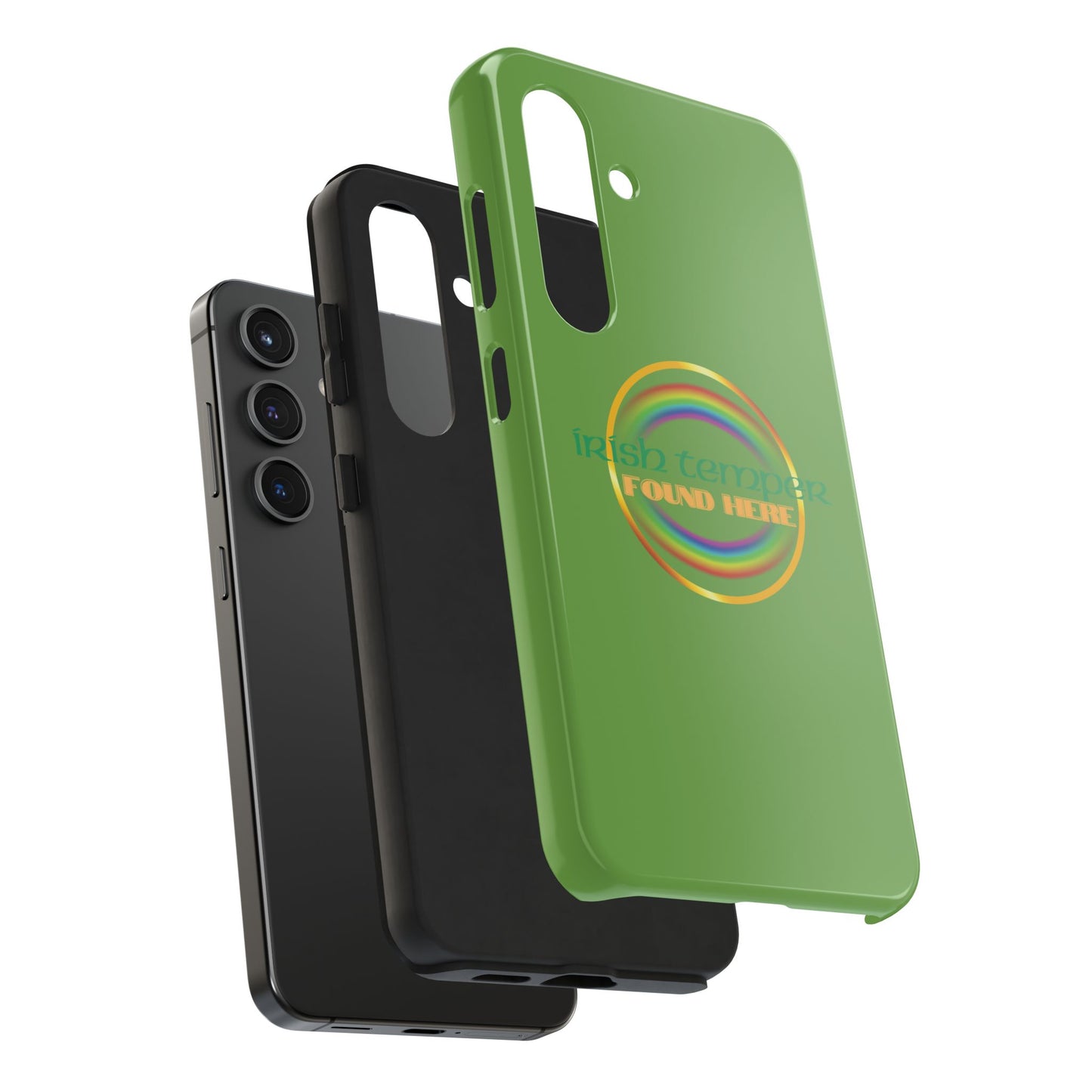 Green Irish Temper Found Here Tough Phone Cases, iPhone & Samsung cases, wireless charging, gifts, St Patricks Day, Birthday, Christmas