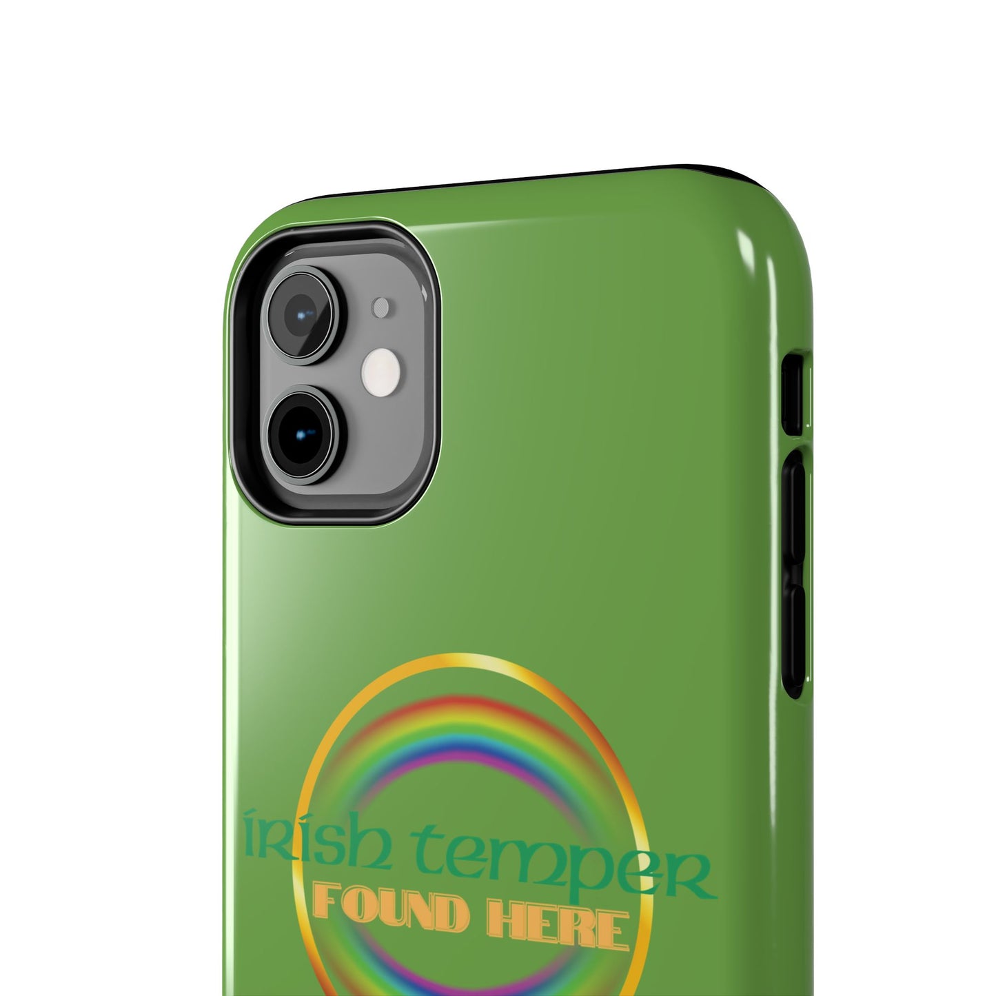 Green Irish Temper Found Here Tough Phone Cases, iPhone & Samsung cases, wireless charging, gifts, St Patricks Day, Birthday, Christmas