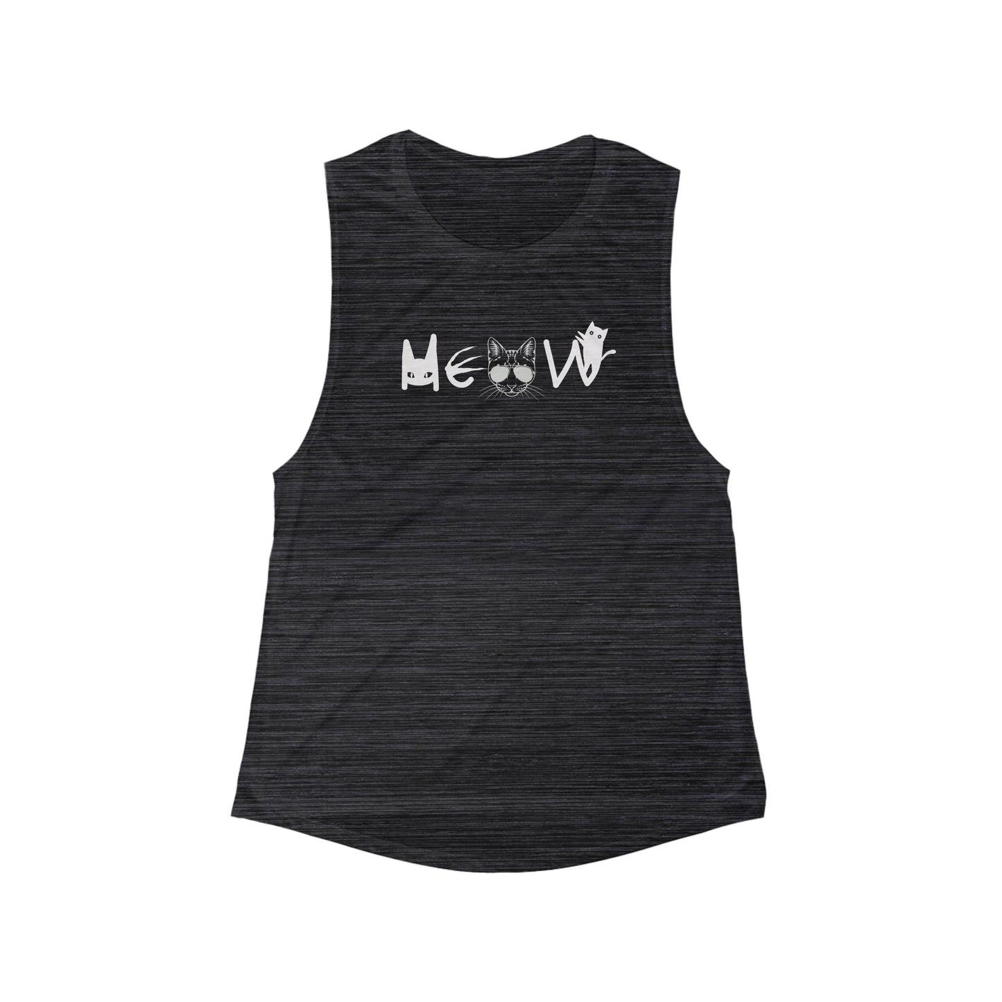 Meow Women's Flowy Scoop Muscle Tank, equality, inclusion, election, cats, sassy, exercise, womens tee, gift, friends, sleeveless, birthday