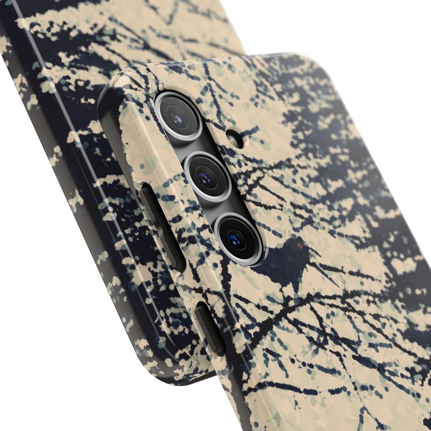 Crows in Forest Tough Phone Cases, iPhone & Samsung cases, wireless charging, crows, trees, birds, original artwork, gifts, Halloween