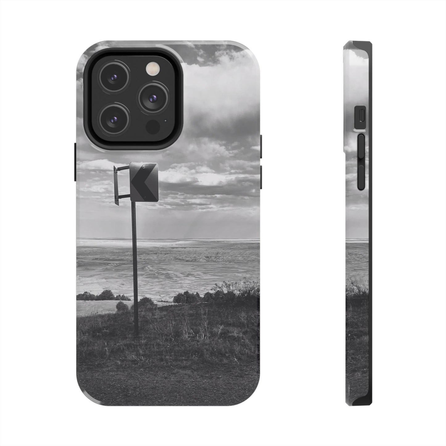 Road Sign Tough Phone Cases, iPhone & Samsung cases, wireless charging, black and white photo, nature, original art, gift birthday Christmas