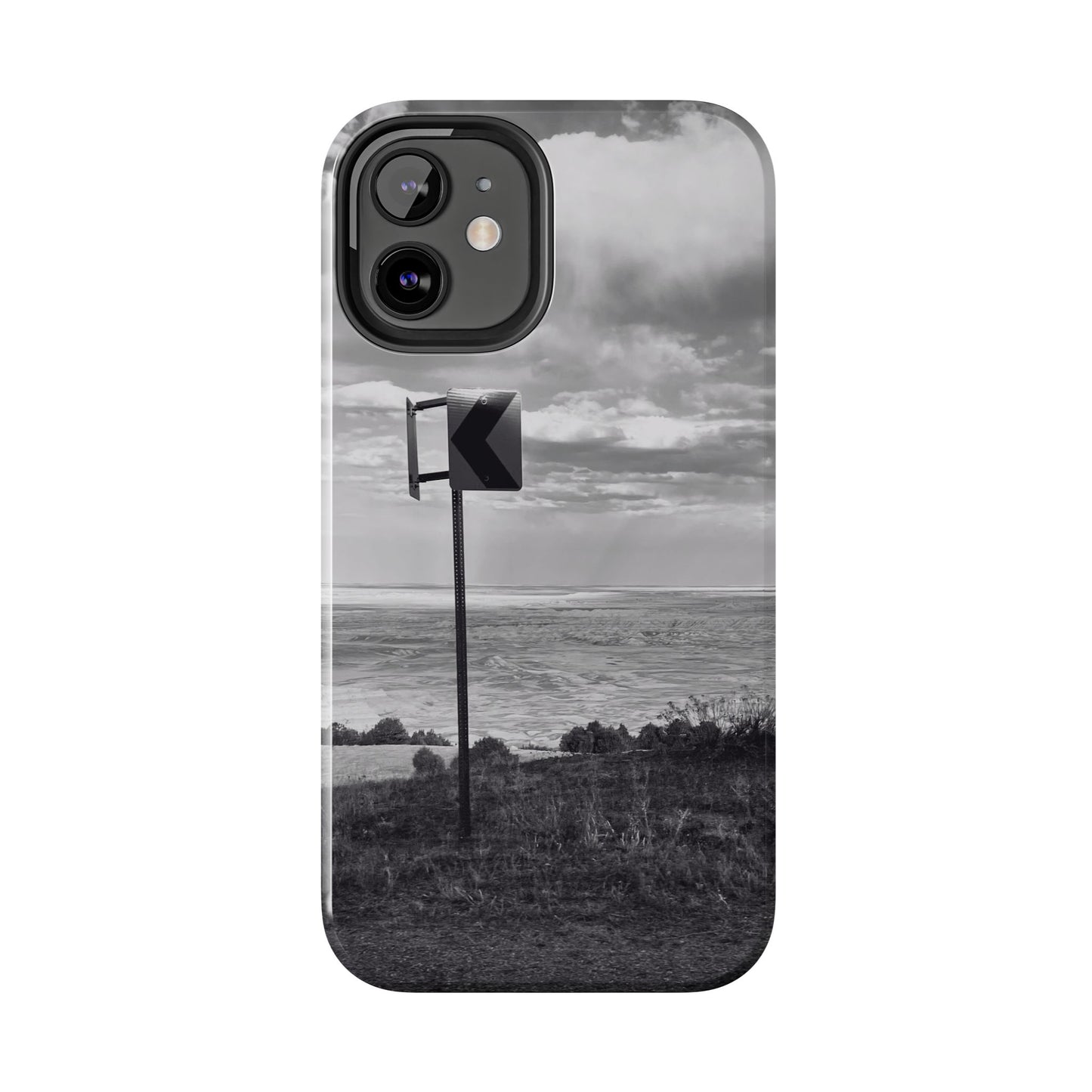 Road Sign Tough Phone Cases, iPhone & Samsung cases, wireless charging, black and white photo, nature, original art, gift birthday Christmas