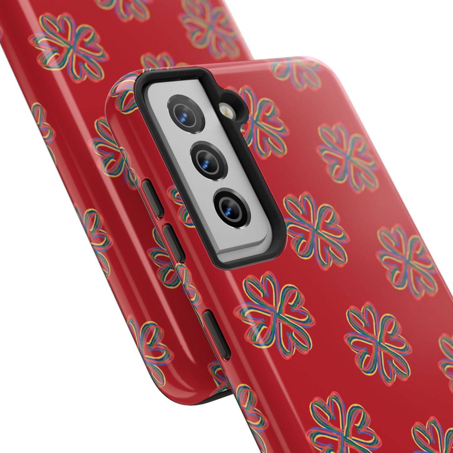 Floral Tough Phone Case, Red Phone Cover, Protective Tech Accessory, Botanical Phone Shell, Gift for Gardeners, Colorful, Wireless Charging