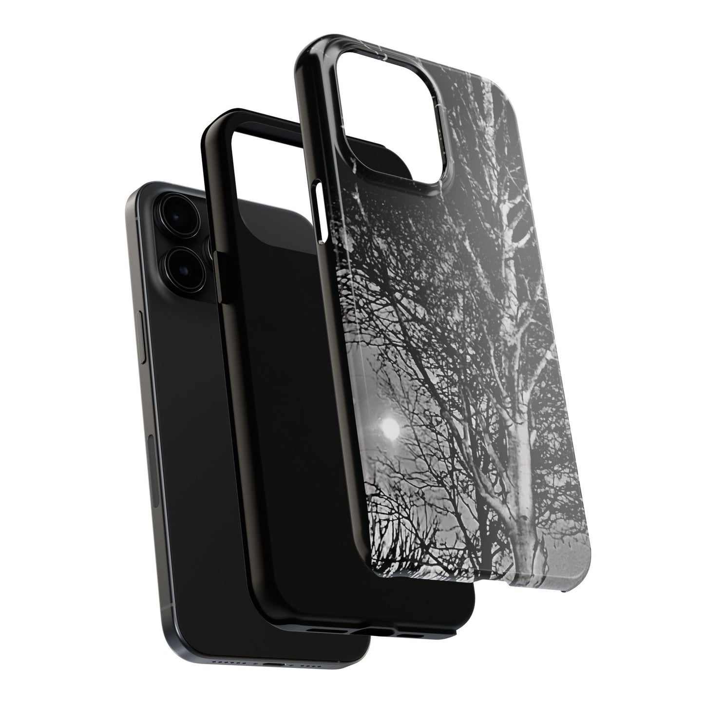 Worm Moon Night Trees Tough Phone Cases, iPhone & Samsung cases, wireless charging, trees, nature, spooky, original photo, gifts, Halloween
