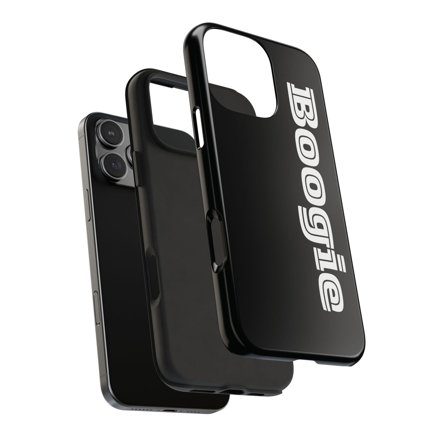 Boogie Black Tough Phone Cases, iPhone Samsung cases, wireless charging, gender neutral women men friends kids teens gift birthday Christmas