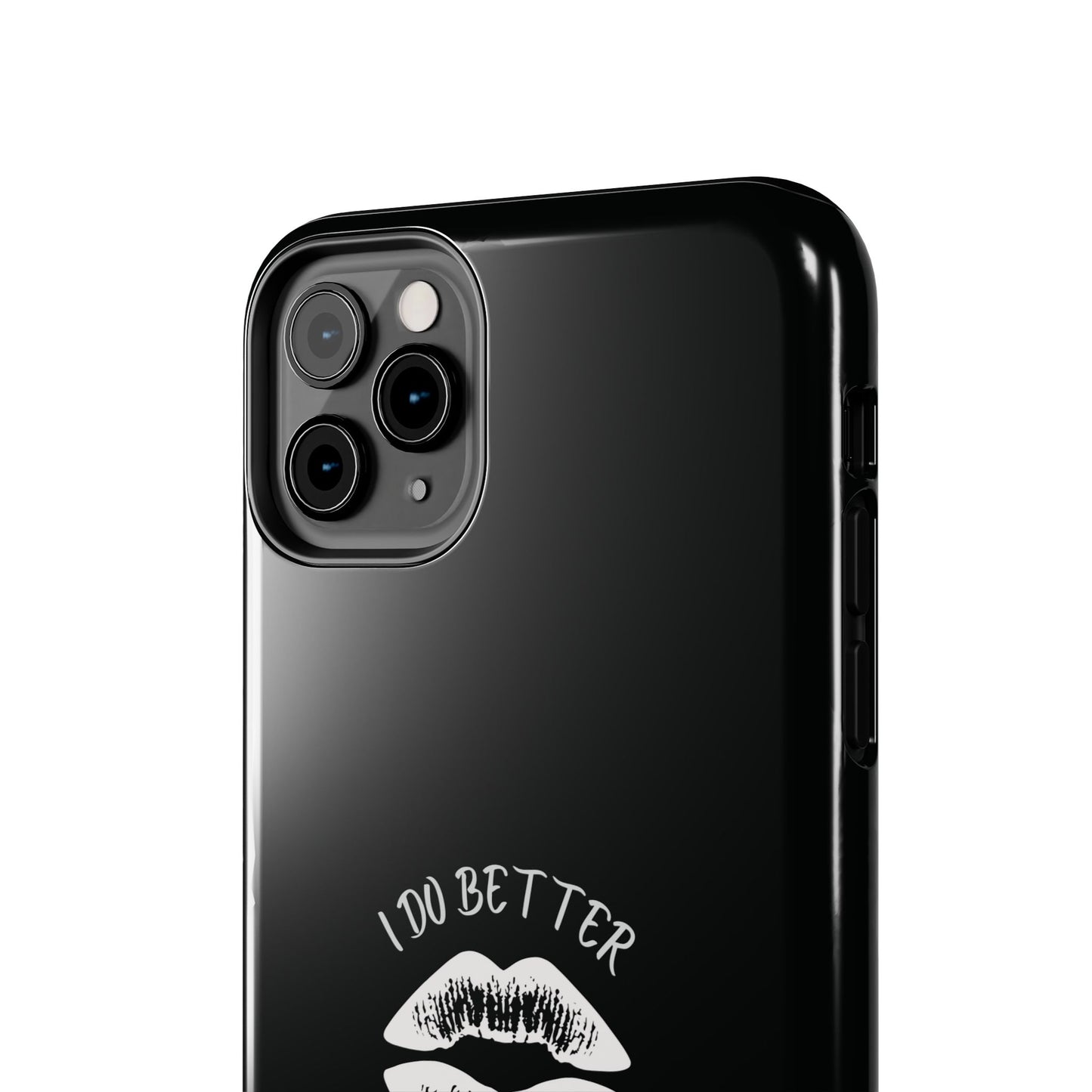 Glamorous Lipstick Tough Phone Cases - Empowered Gifts, Sassy Wireless Charging Cover, Fun Lips Samsung & iPhone Cases, Black Design