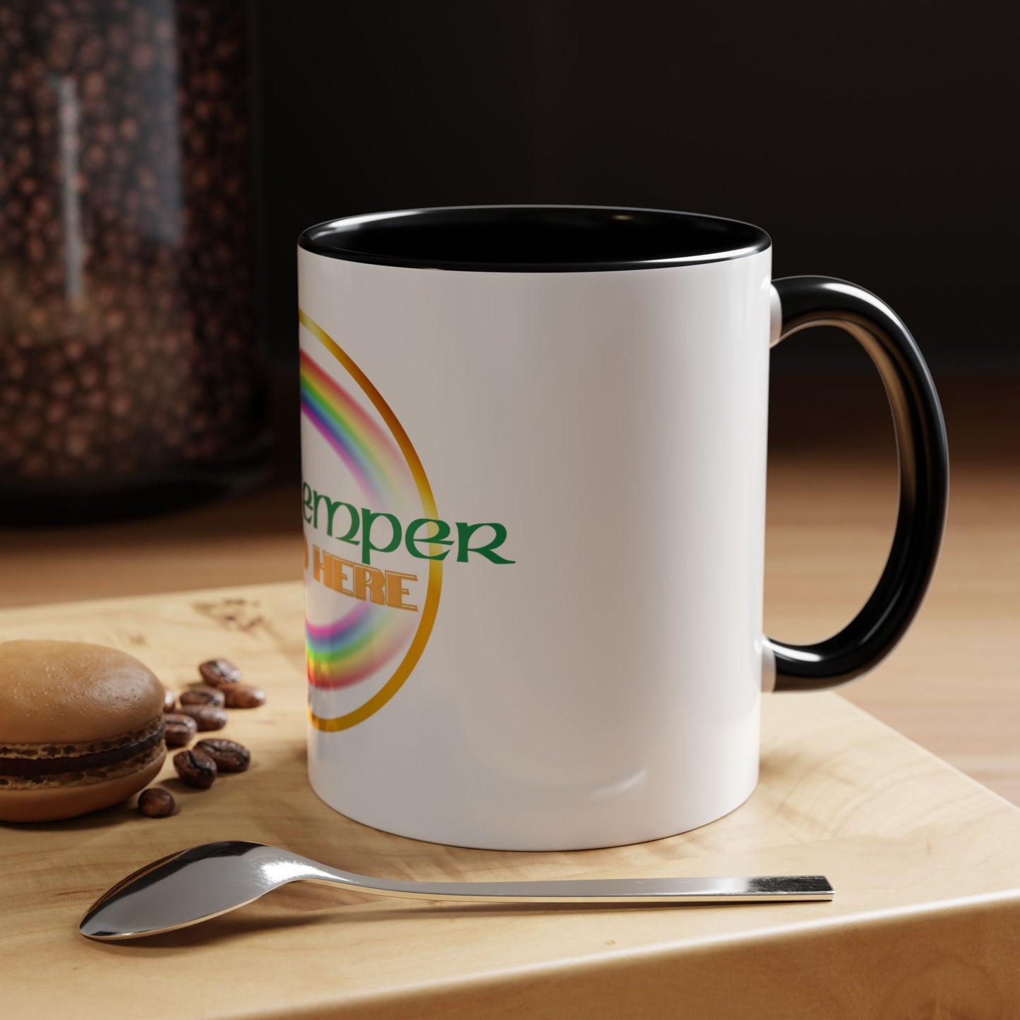 Coffee Mug - Irish Temper Found Here, Rainbow Design, BPA-Free Ceramic, St Patricks Gift
