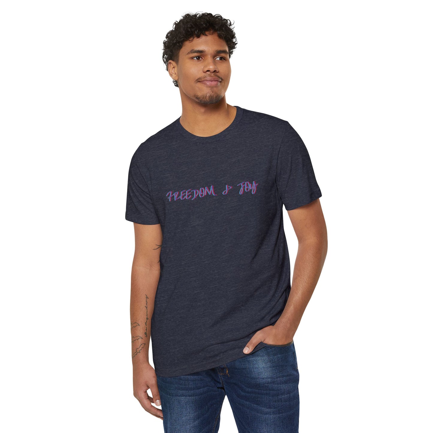 Freedom and Joy Sustainable T-Shirt, Eco-Friendly Gender Neutral Tee, Organic Cotton Shirt, Earth-Friendly Graphic Top, Environmentalist