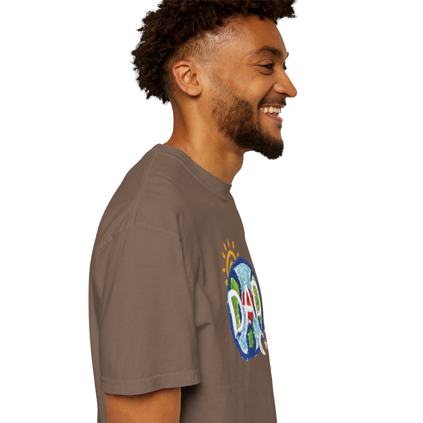 DAD Unisex Garment-Dyed T-shirt - Whole World, Sun, Moon & Stars, Heart - Fathers Day Gift