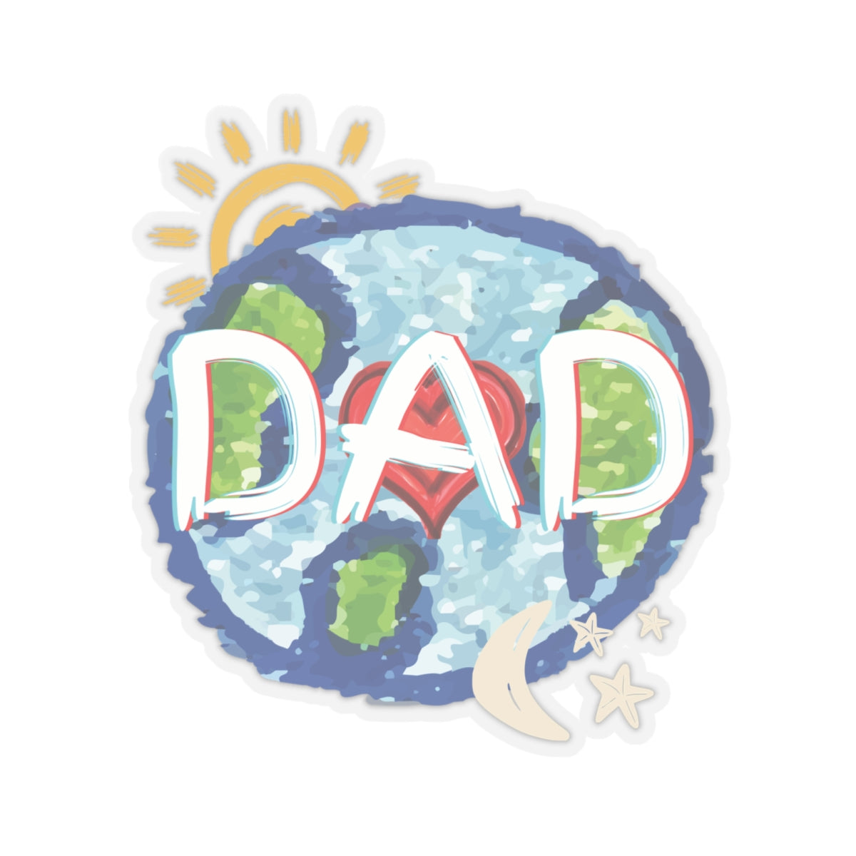 Dad Love Kiss-Cut Stickers, Father's Day Gift, Heart Sun Moon Stars Whole World Sticker, Scrapbooking Decal