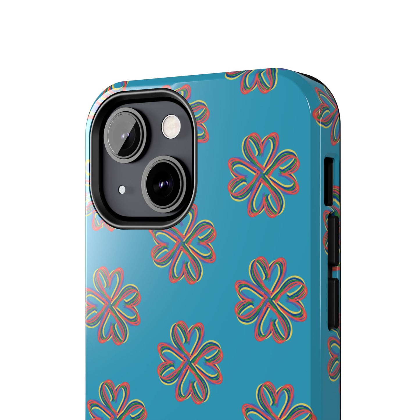 Floral Tough Phone Case, Colorful Turquoise Case, Hard Cover, iPhone Samsung Galaxy Google Pixel, Botanical Print Phone, Wireless Charging