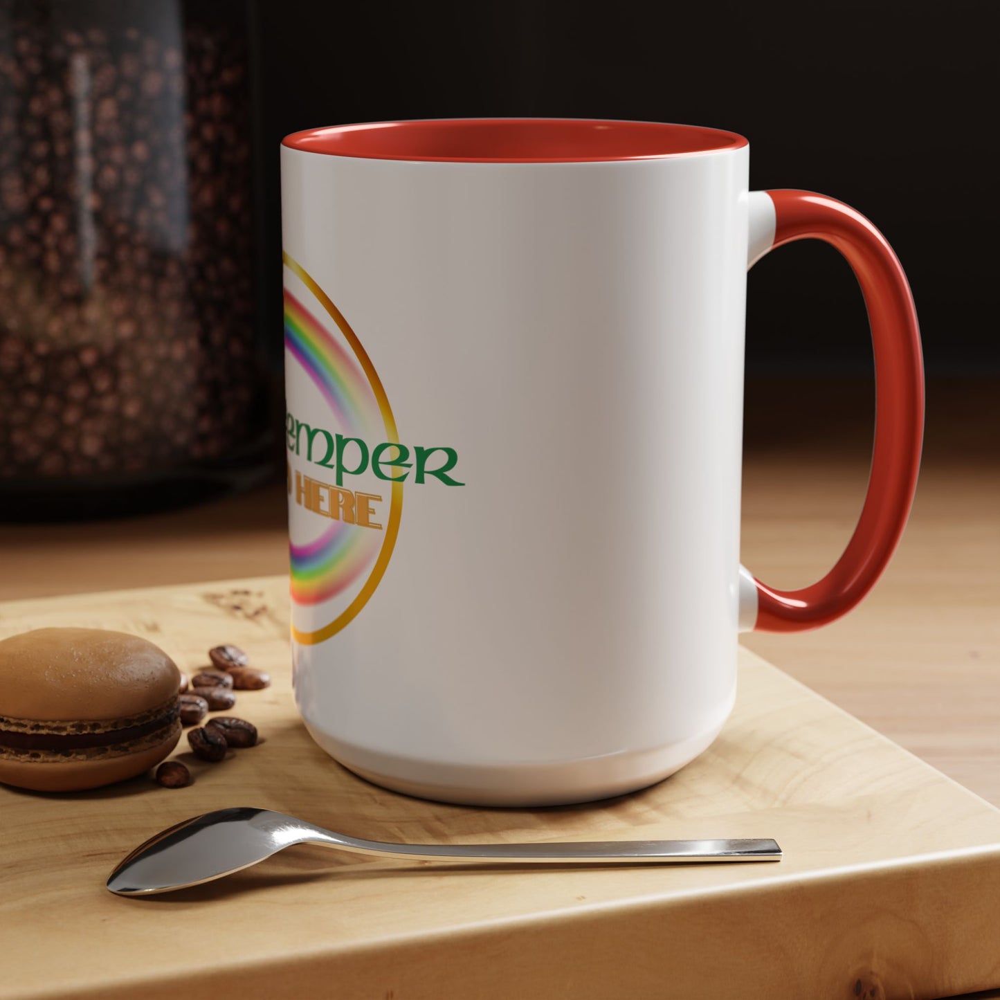 Coffee Mug - Irish Temper Found Here, Rainbow Design, BPA-Free Ceramic, St Patricks Gift