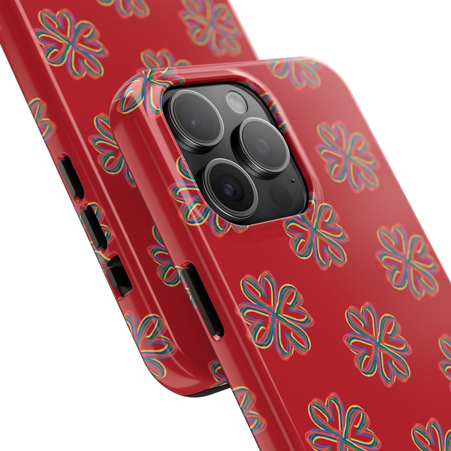 Floral Tough Phone Case, Red Phone Cover, Protective Tech Accessory, Botanical Phone Shell, Gift for Gardeners, Colorful, Wireless Charging