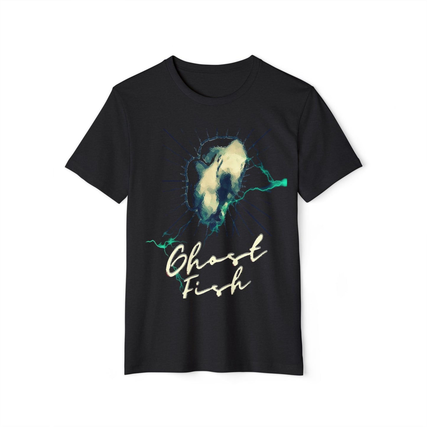 Ghost Fish Graphic Unisex Recycled Organic T-Shirt, Eco-Friendly Tee, Sustainable Clothing, Haunted Apparel, Spooky Shirt