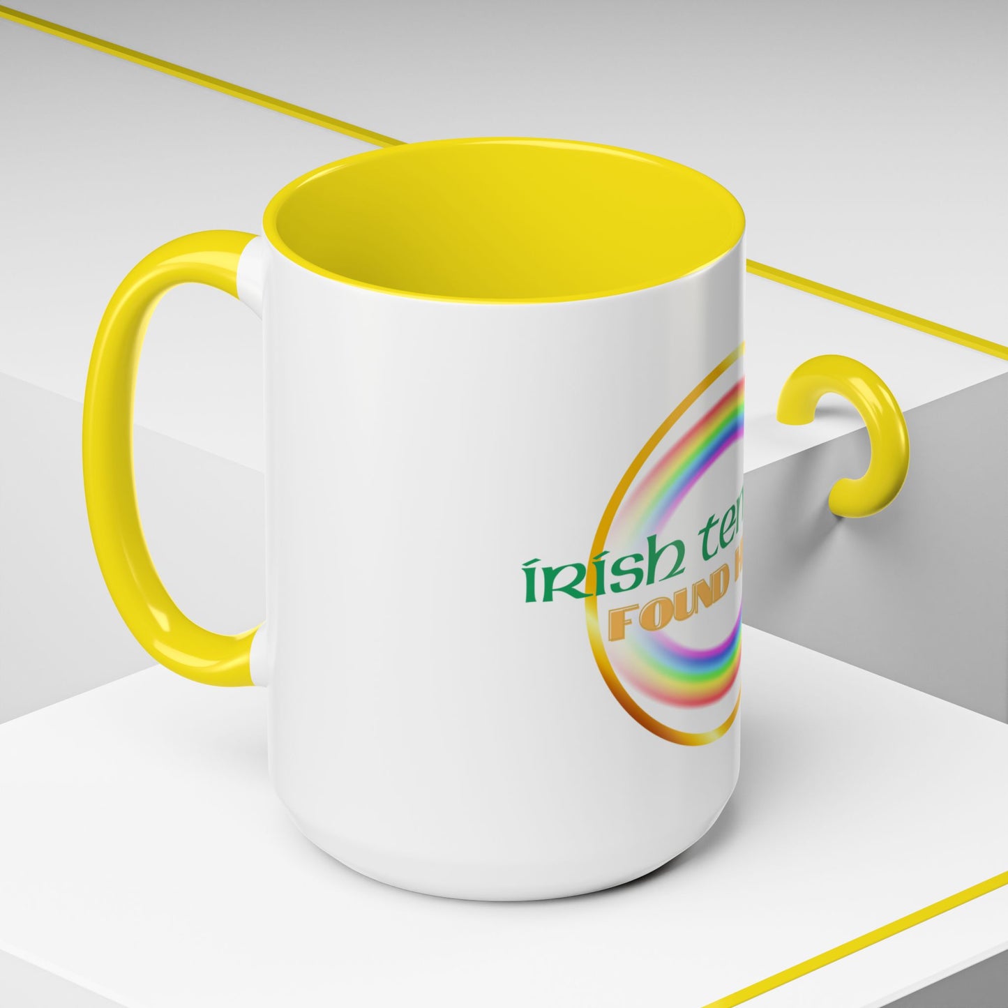 Coffee Mug - Irish Temper Found Here, Rainbow Design, BPA-Free Ceramic, St Patricks Gift