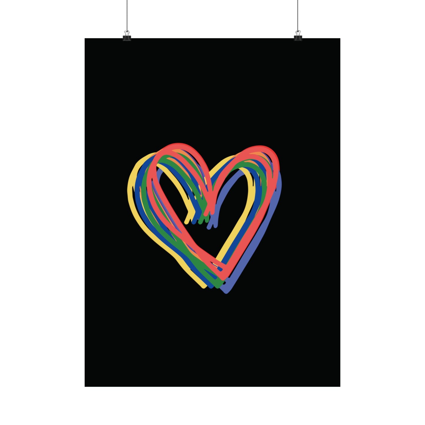 Rainbow Hearts Matte Vertical Poster, Hearts, Wall Art, You Frame, Home Decor, Gift, Gender Neutral, Valentines, Under 20 Dollars, 4 Sizes